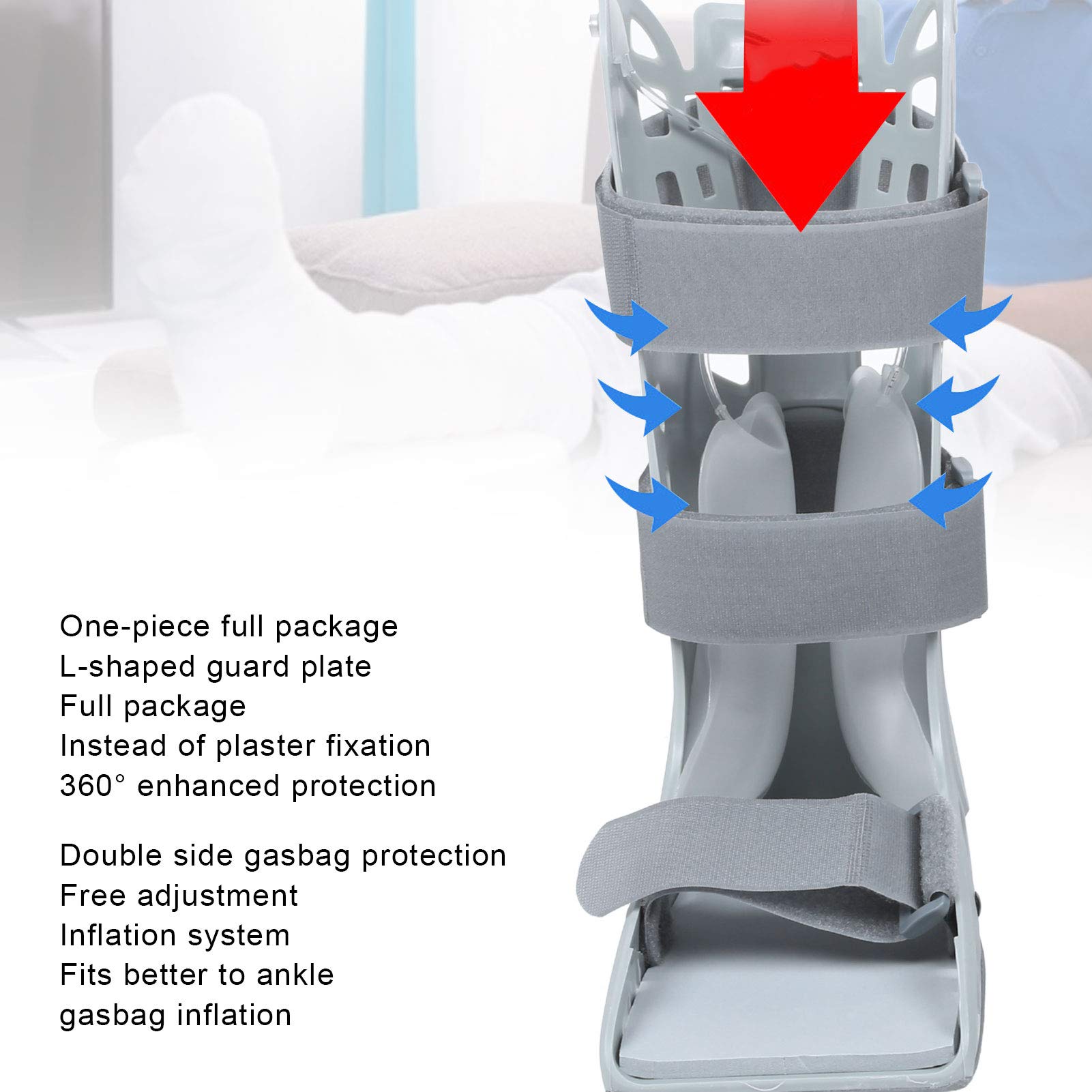 Férula Nocturna para Fascitis Plantar, estabilizador de pie con Doble Bolsa de Gas y absorción de Impactos de EVA para la recuperación del tendón de Aquiles del Dedo del pie Roto Corto (M)