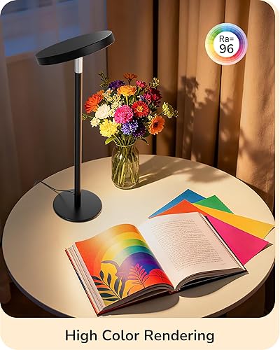 Miniatura 2 de EDISHINE Lámpara de mesa LED con 2 alturas ajustables, 5%-100% regulable y 3 temperaturas de color, control táctil, lámpara de escritorio moderna