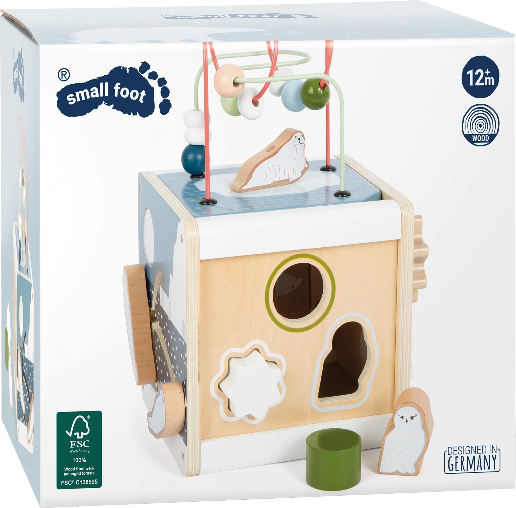 small foot Dado motricità Arctic in Legno Certificato FSC® 100%, Gioco di motricità per Bambini Piccoli, da 12 Mesi
