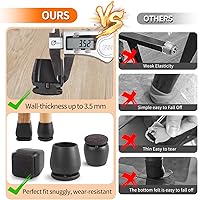 Vista 4 de Ezprotekt 24 piezas de protectores de piso cuadrados pequeños de silicona para patas de silla para suelos de madera, tapas de almohadillas