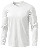 Men's Cotton Crewneck T-Shirts Long Sleeve Plain Tee Moisture Wicking Casual Tshirts Solid Color