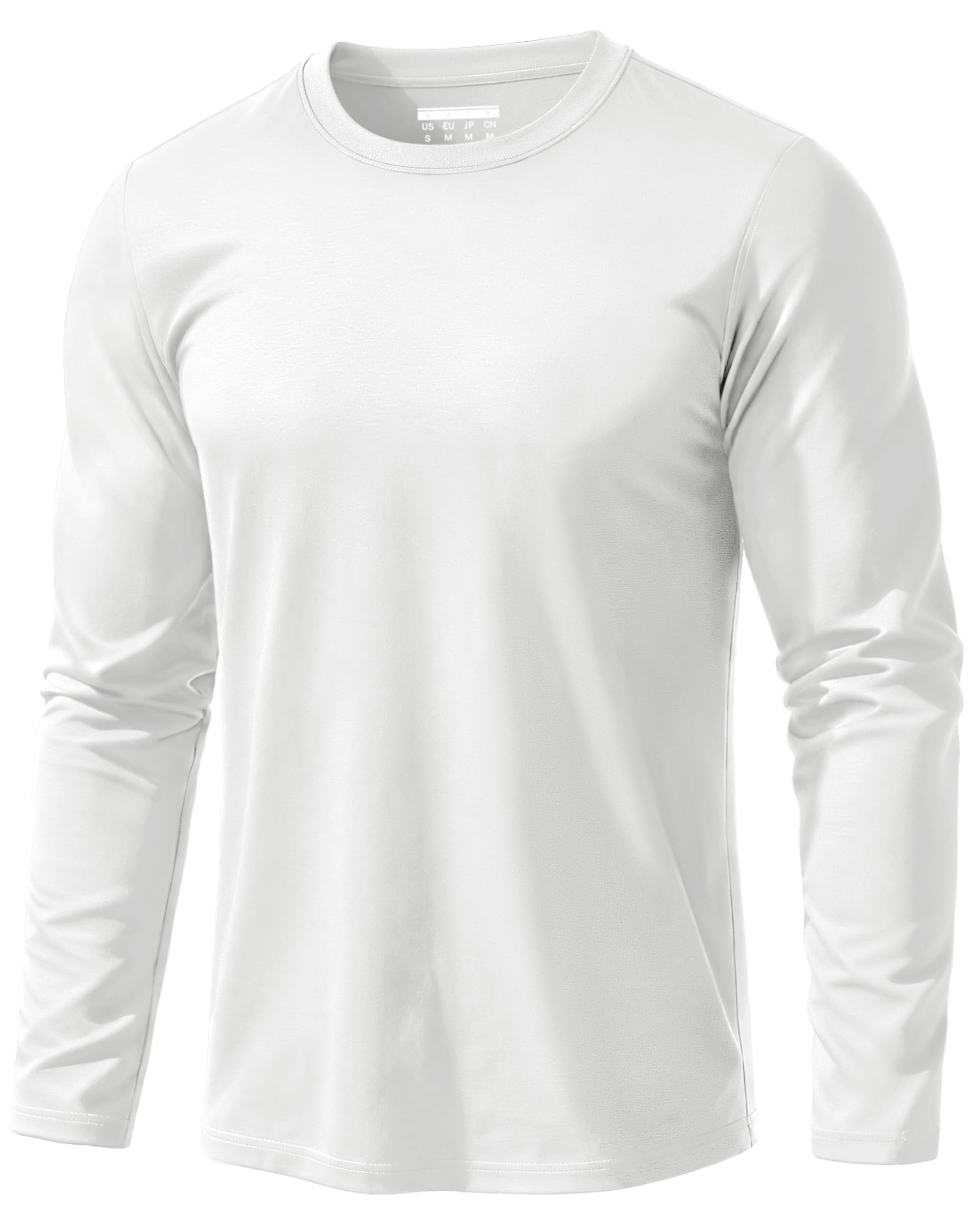 EKLENTSON Mens Cotton Crewneck T-Shirts Long Sleeve Plain Tee Moisture Wicking Casual Tshirts Solid Color
