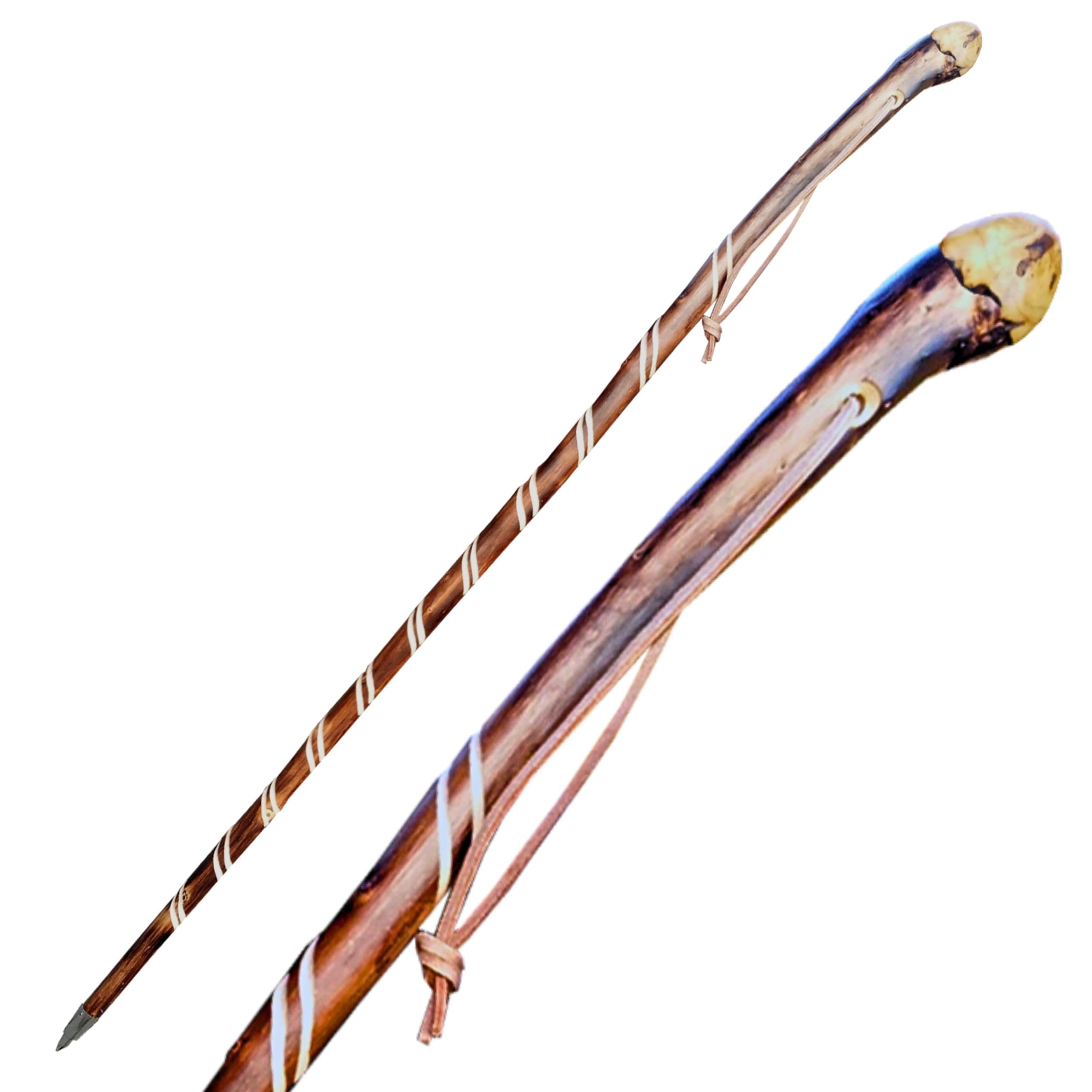 Wanderstock Holz mit doppelter Rille & Sternzeichen – 98–170 cm – Handgefertigt – Inkl. Gravur bis 10 Zeichen im Preis enthalten – Holzstock für Wandern, Pilgern, Geschenk – Made in Germany