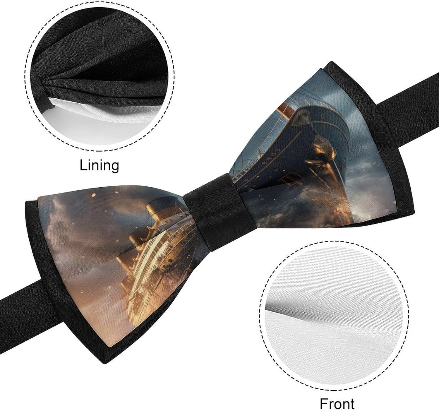 Titanic Cruise Ship Boat Novelty Men's Bow Tie Pre-tied Adjustable Bowtie Accessories for Wedding Party