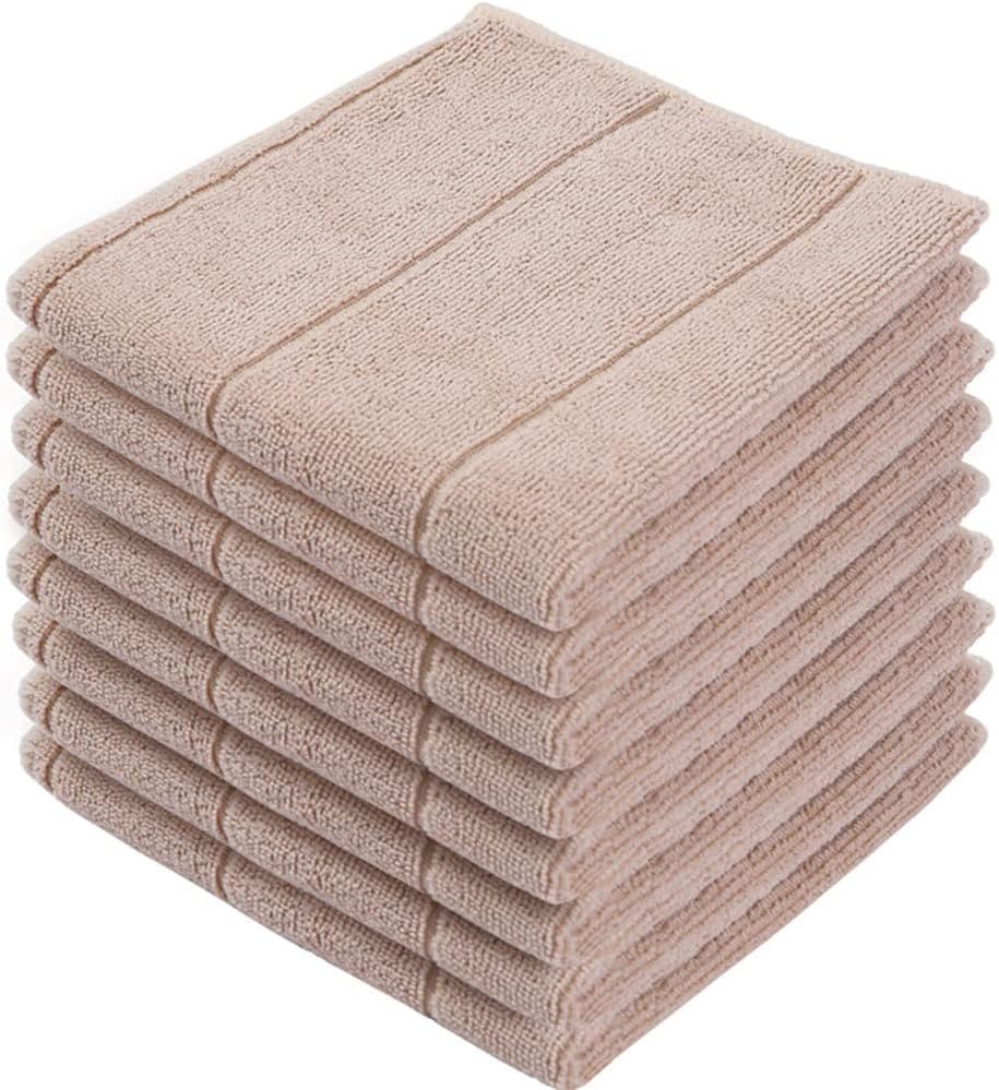 Soft Microfiber Dishcloth 8pc/Pack Super Absorbent Kitchen Towel Lint Free Cleaning Cloth Dishwashing Rag Gadgets(Black,(18x28inch))
