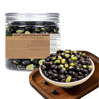 SIJIYUNLI-Crispy Roasted Black Beans 180g/6.34oz High Protein|High Dietary Fiber|Gluten Free|Vegetarian Friendly.Watch TV shows/Office/Camping snacks,Pair with desserts.