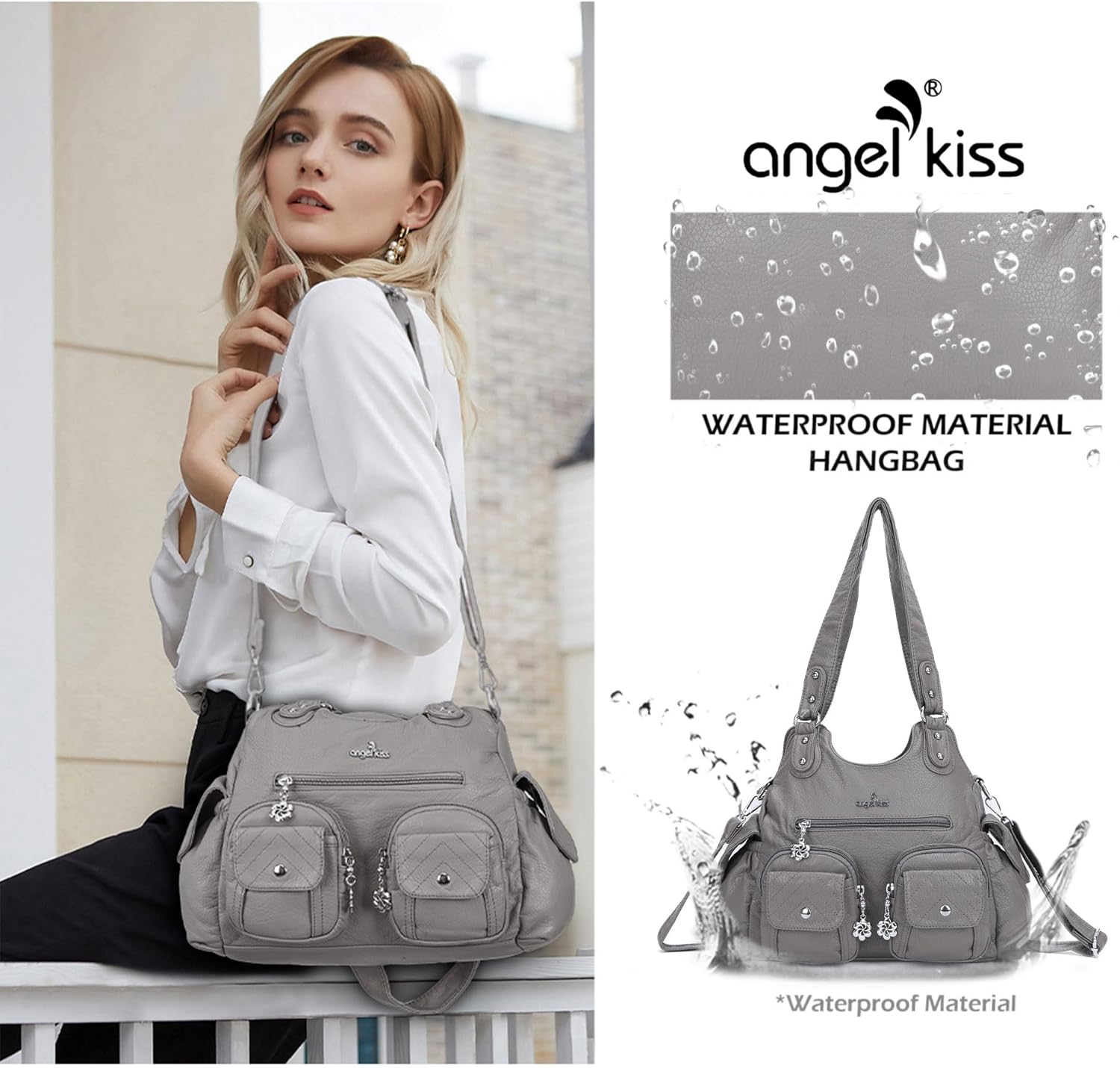 Angel Kiss Purses for Women Hobo Bag Soft PU Leather Shoulder Bag for Women - Image 7