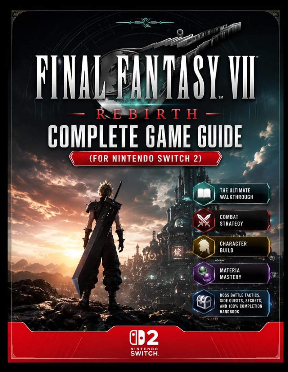 FINAL FANTASY VII REBIRTH COMPLETE GAME GUIDE (FOR NINTENDO SWITCH 2 ): THE ULTIMATE WALKTHROUGH, COMBAT STRATEGY, CHARACTER BUILD, MATERIA MASTERY, ... QUESTS, SECRETS, AND 100% COMPLETION HANDBOOK