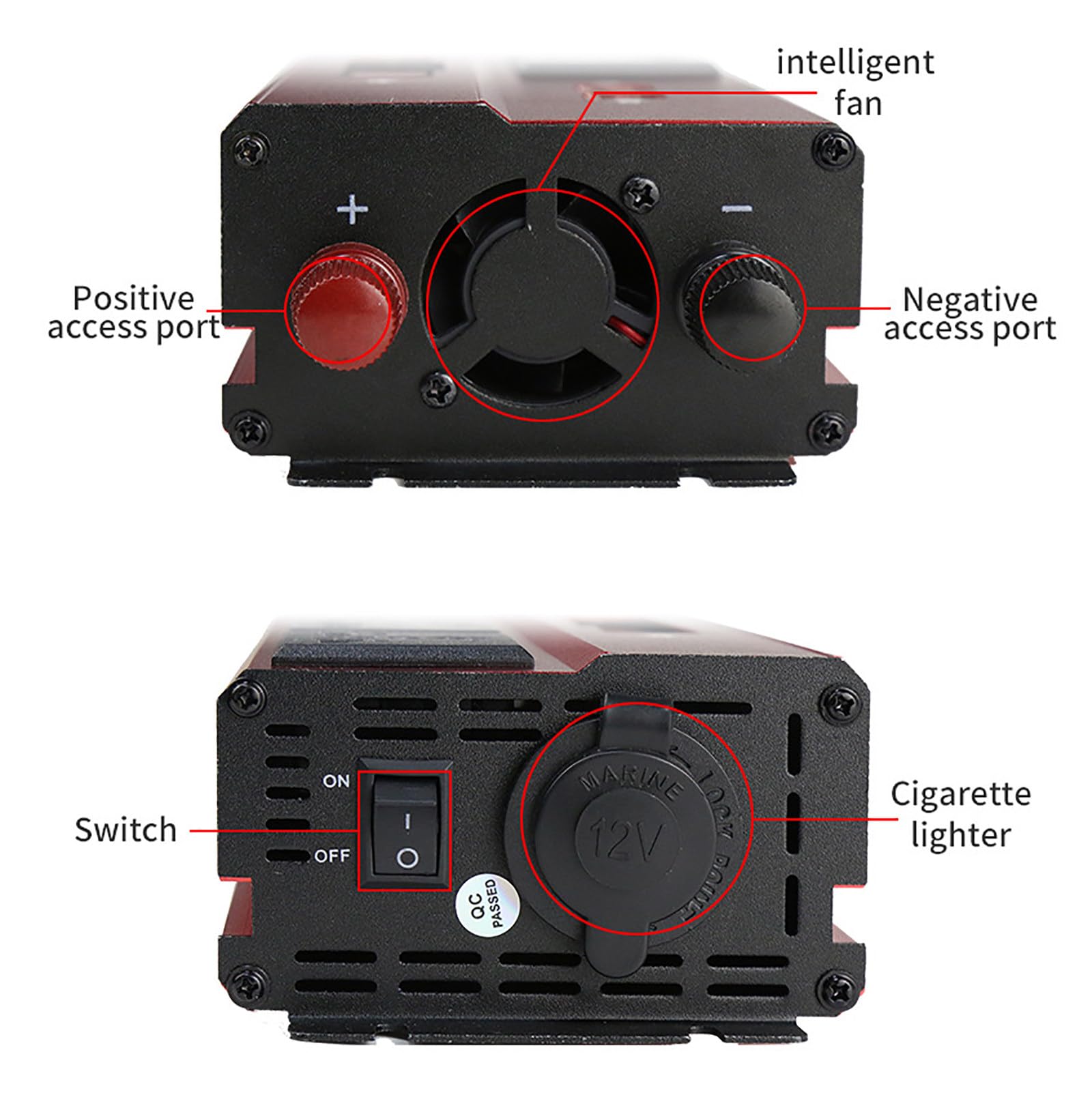 FAXIOAWA Convertitore di Potenza 2000 W, CC 12 V 24 V a 110 V 220 V, Caricatore per Auto 3 in 1 accendisigari con Display LCD per Auto/roulotte/Campeggio/Barca, 12 V-220 V