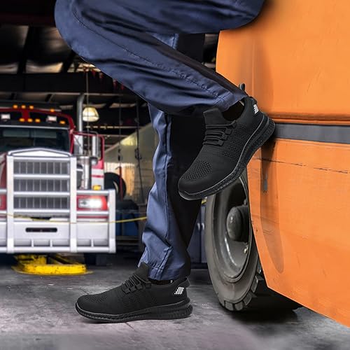 Miniatura 7 de Zapatos de punta de acero para hombres y mujeres, cómodos, ligeros, zapatos de seguridad para el trabajo, a prueba de pinchazos, antideslizantes,