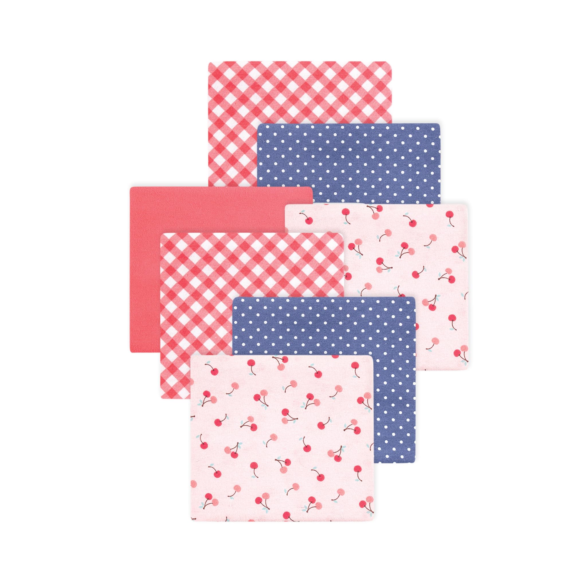 Little Treasure Hudson Baby Cotton Poly Flannel Receiving Blankets Multipack, Pink Cherry Sweet, 30x30 inches