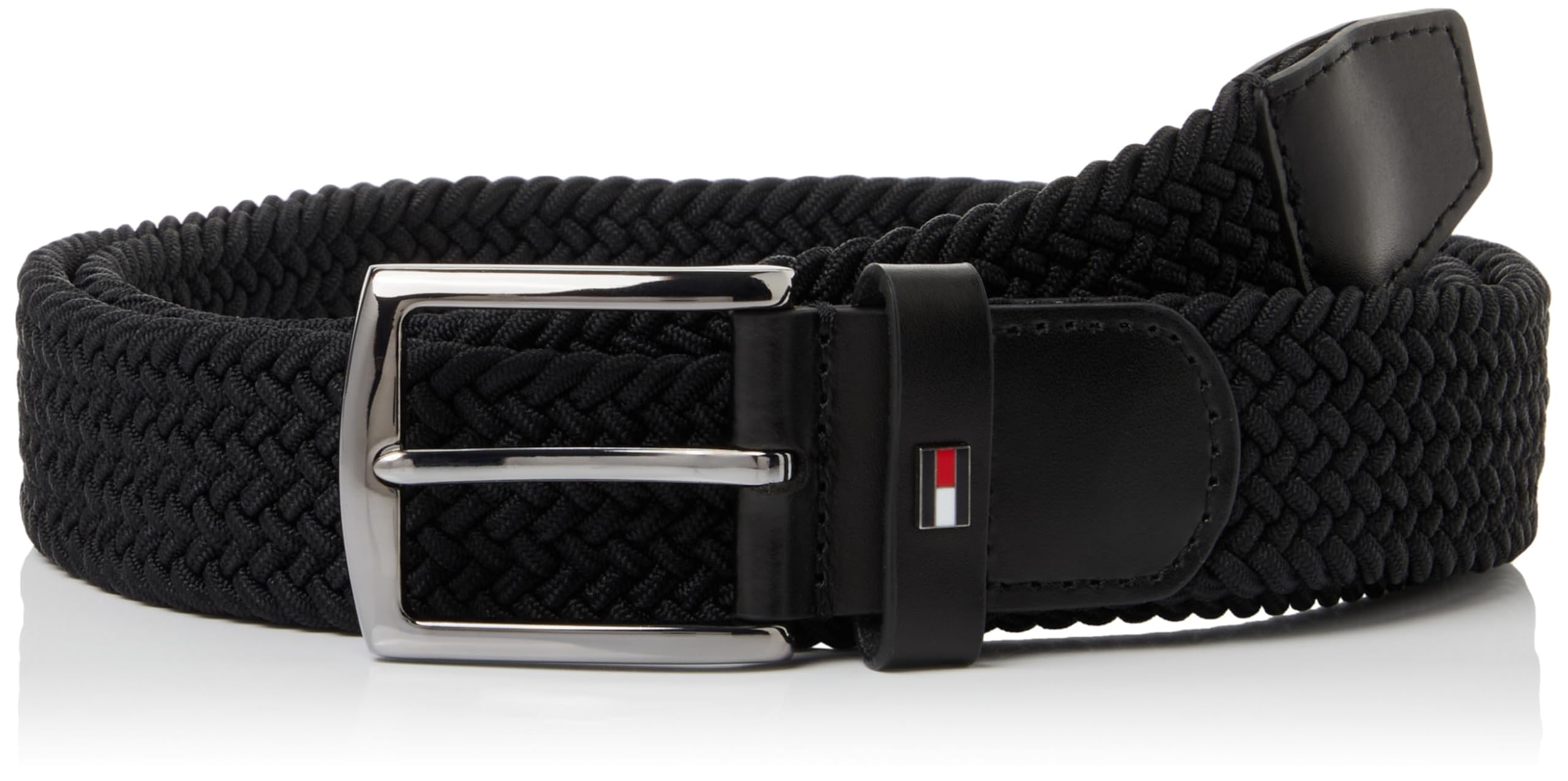 Tommy Hilfiger Men’s Elastic Woven Denton Belt, Black (Black), 35.4 inches