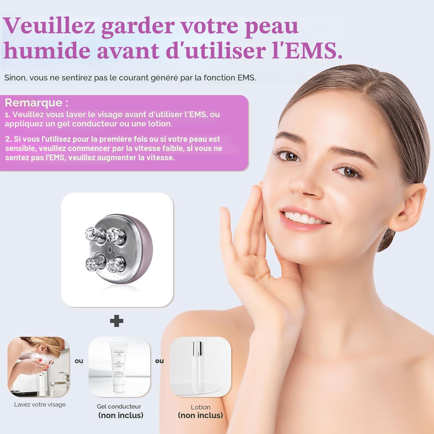 MYCARBON Appareil Anti Rides Visage Massage EMS Microcourant Lumière Rouge Lumière Bleu Masseur Électrique pour Beauté Visage Anti Âge Régénération du Collagène Lifting et Raffermissement de Peau