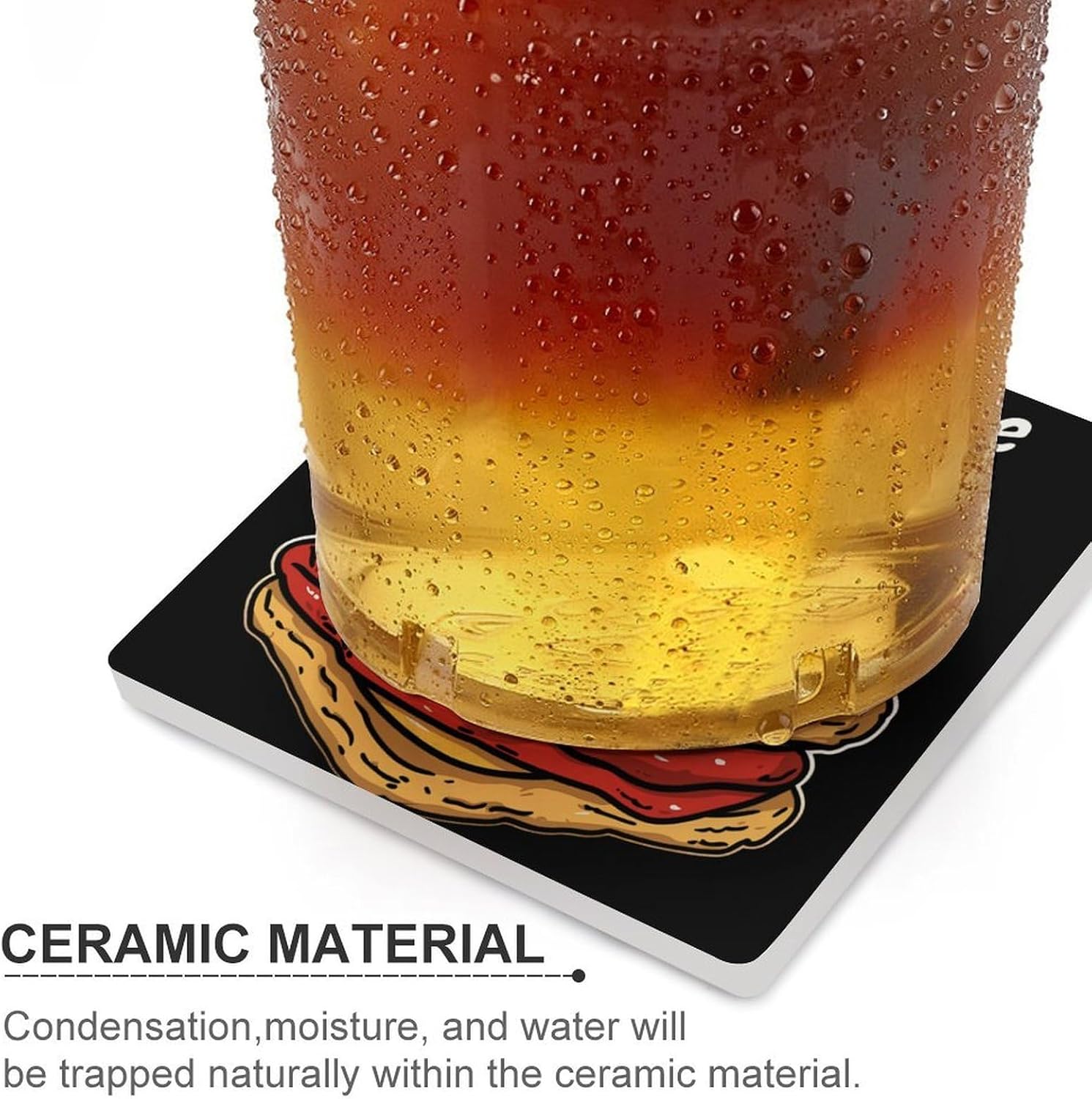 Taste The Biscuit Ceramic Coasters Set Square Drink Coasters Table Coaster for Kitchen Desktop Decor