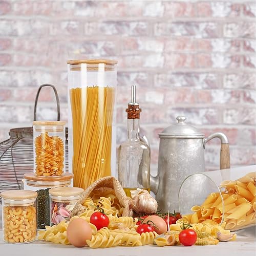 Miniatura 8 de Tarros de vidrio de 68 onzas con tapas de bambú, juegos de recipientes herméticos de vidrio de borosilicato, contenedor de almacenamiento de