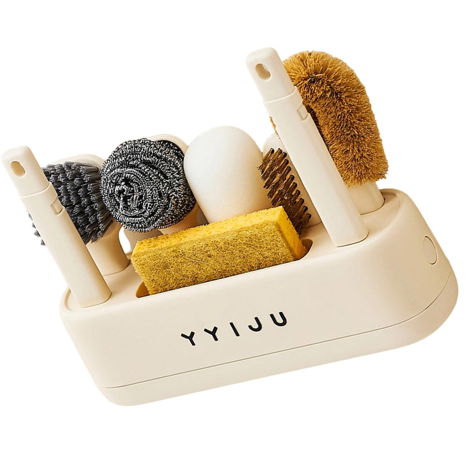 Fazvncv Kitchen Brush Set with Holder, Storage Base, Sponge and Scrubber Set for Sink, Stove, Cookware, Countertop, Bathroom Scrub Brush Pan Scrubber Sink Holder Stove