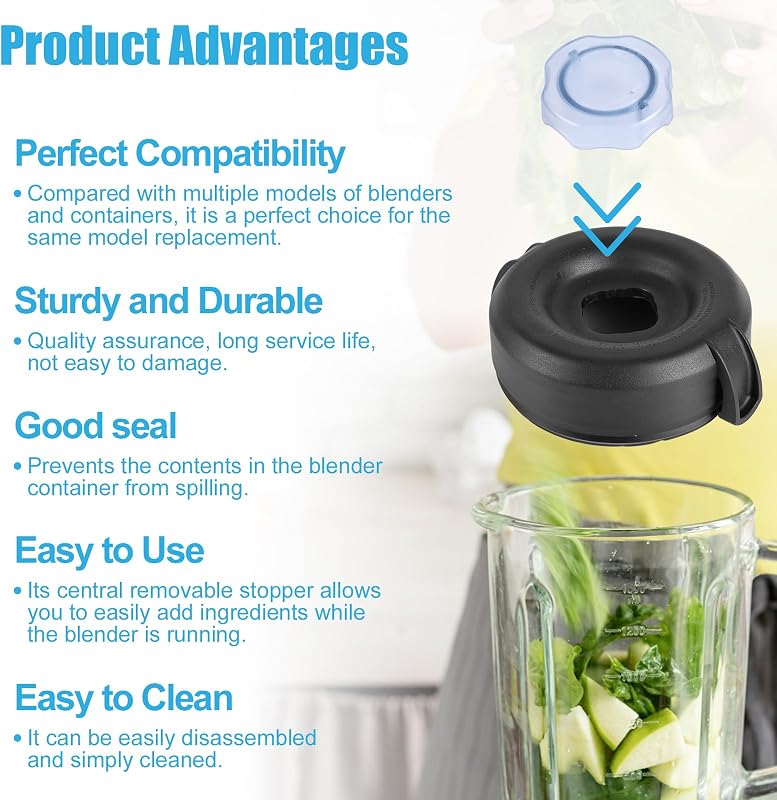 Capac de schimb Gosknor pentru blender Vitamix de 64 oz (aprox. 1,9 l), pentru vas cu profil jos, compatibil cu seria Professional Propel