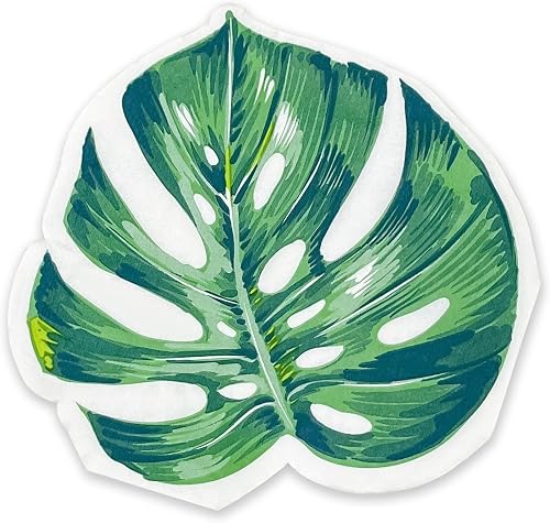WRAPAHOLIC 20Pcs Monstera Napkins - 2-Ply Green Monstera Shaped Disposable Paper Luncheon Napkin for Birthday Wedding Party Supplies Tableware - 6.5 x 6.5 In