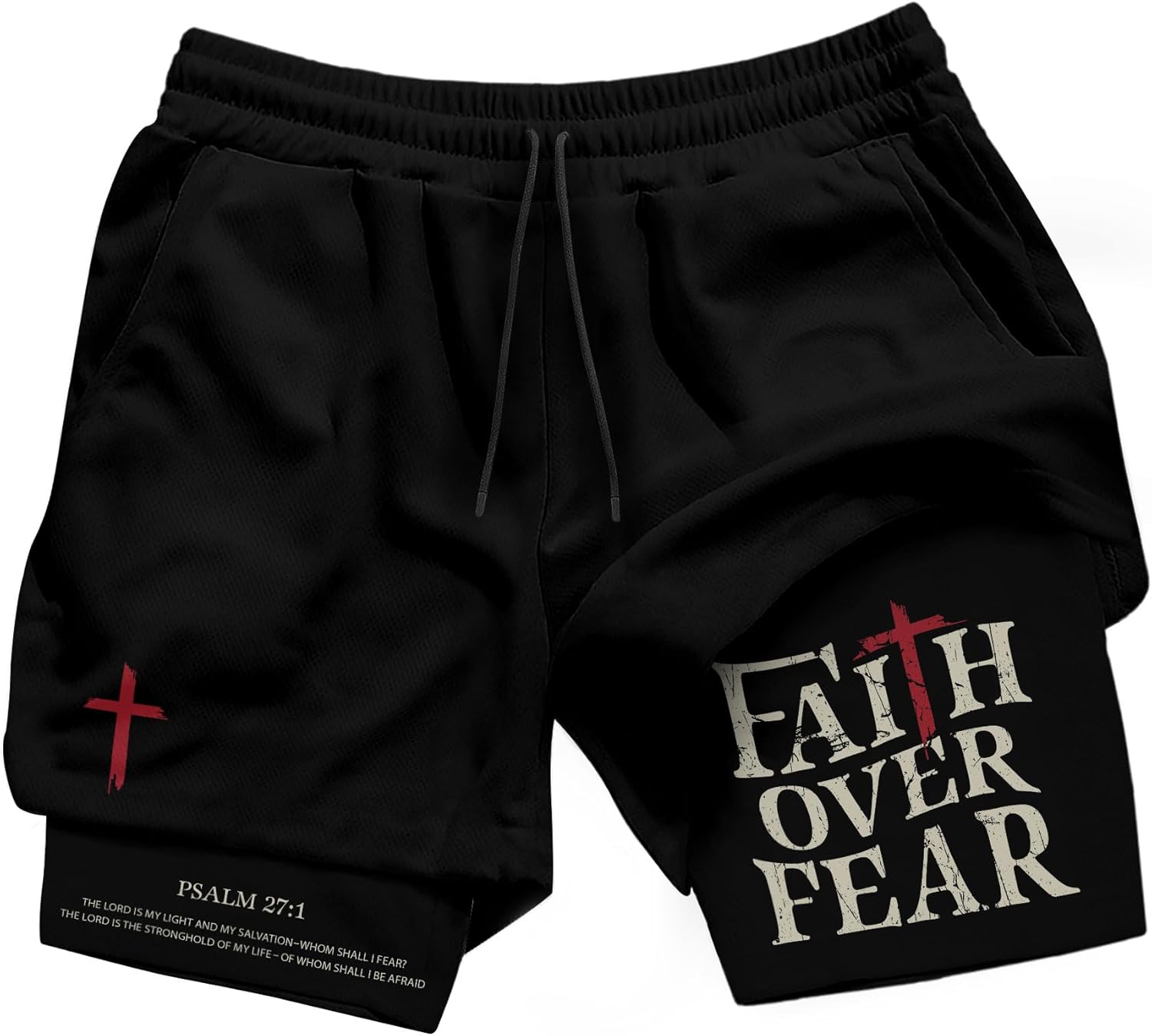 Faith Over Fear Shorts, Christian Shorts for Men, Jesus Short, Christian Clothing, Cross Short