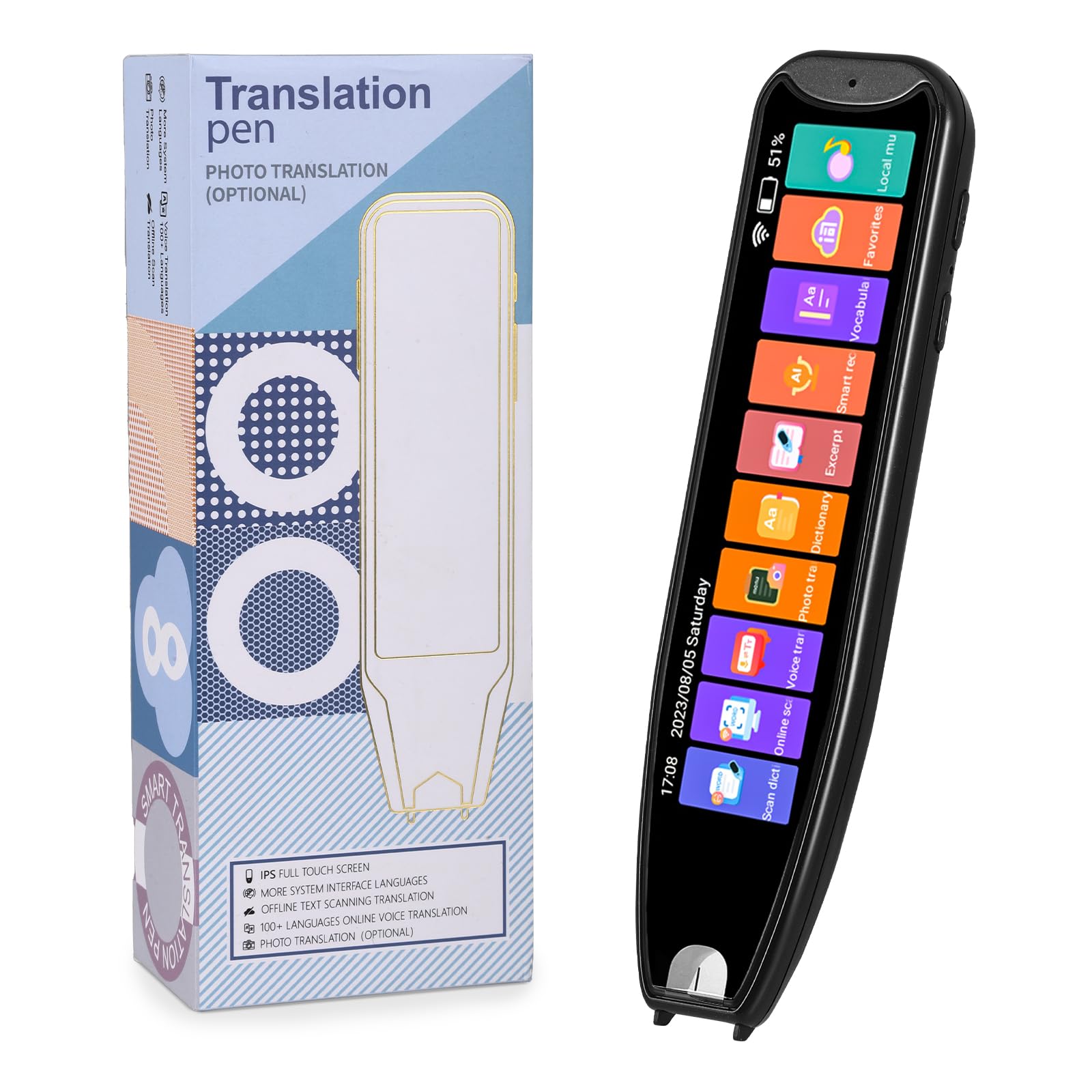 Übersetzungsstift Scanner 134 Sprachen bidirektionaler Translator WiFi Vorlesestift Offline Wörterbuch für Lernen Reisen Business Schwarz