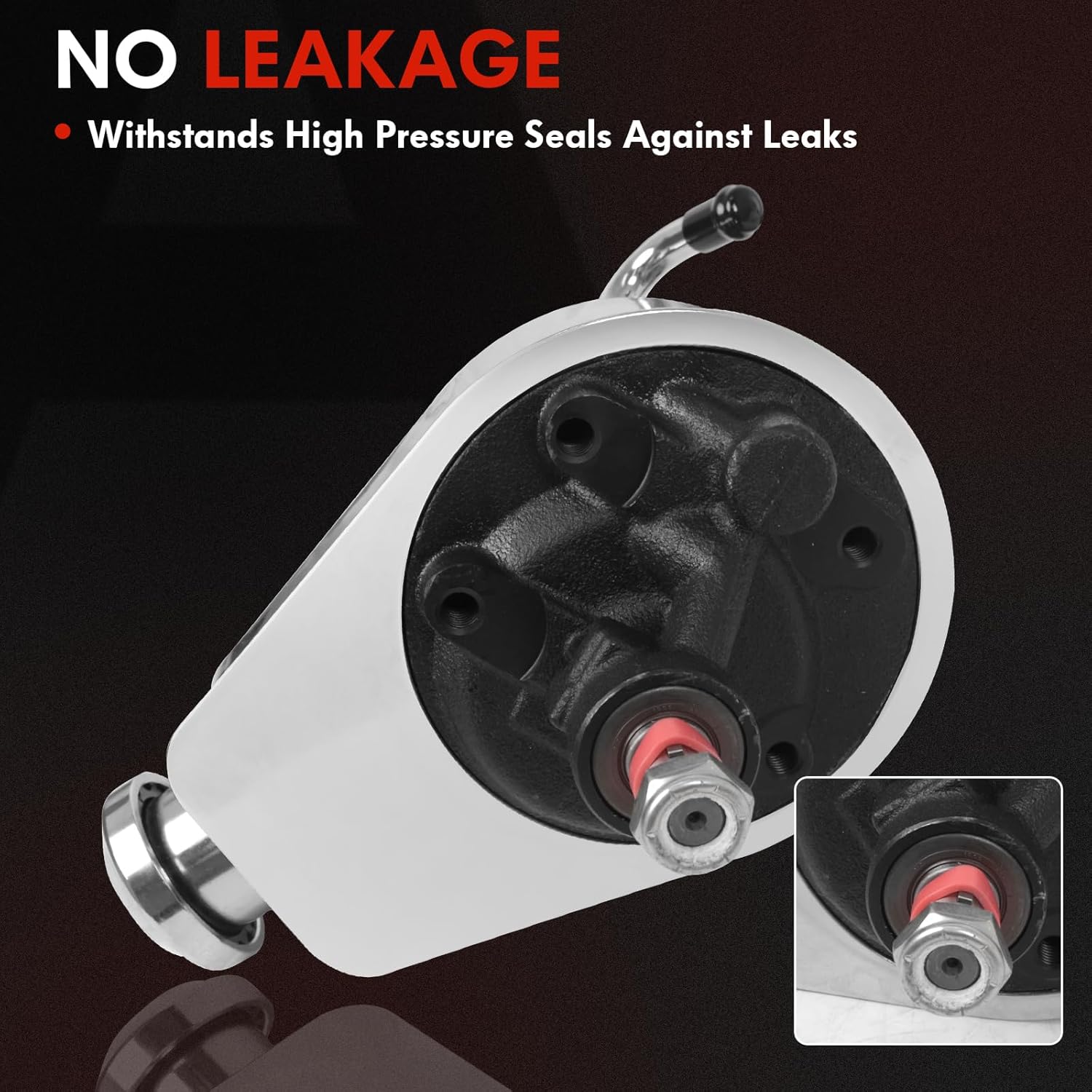 Power Steering Pump Saginaw Chrome Pump - Includes Pulley Double Groove V-belt 5-7/8" Key Way Shaft Bracket Kit Compatible with Chevy GM SBC 265-400 1966-1984 Replaces 4312C, 9609x