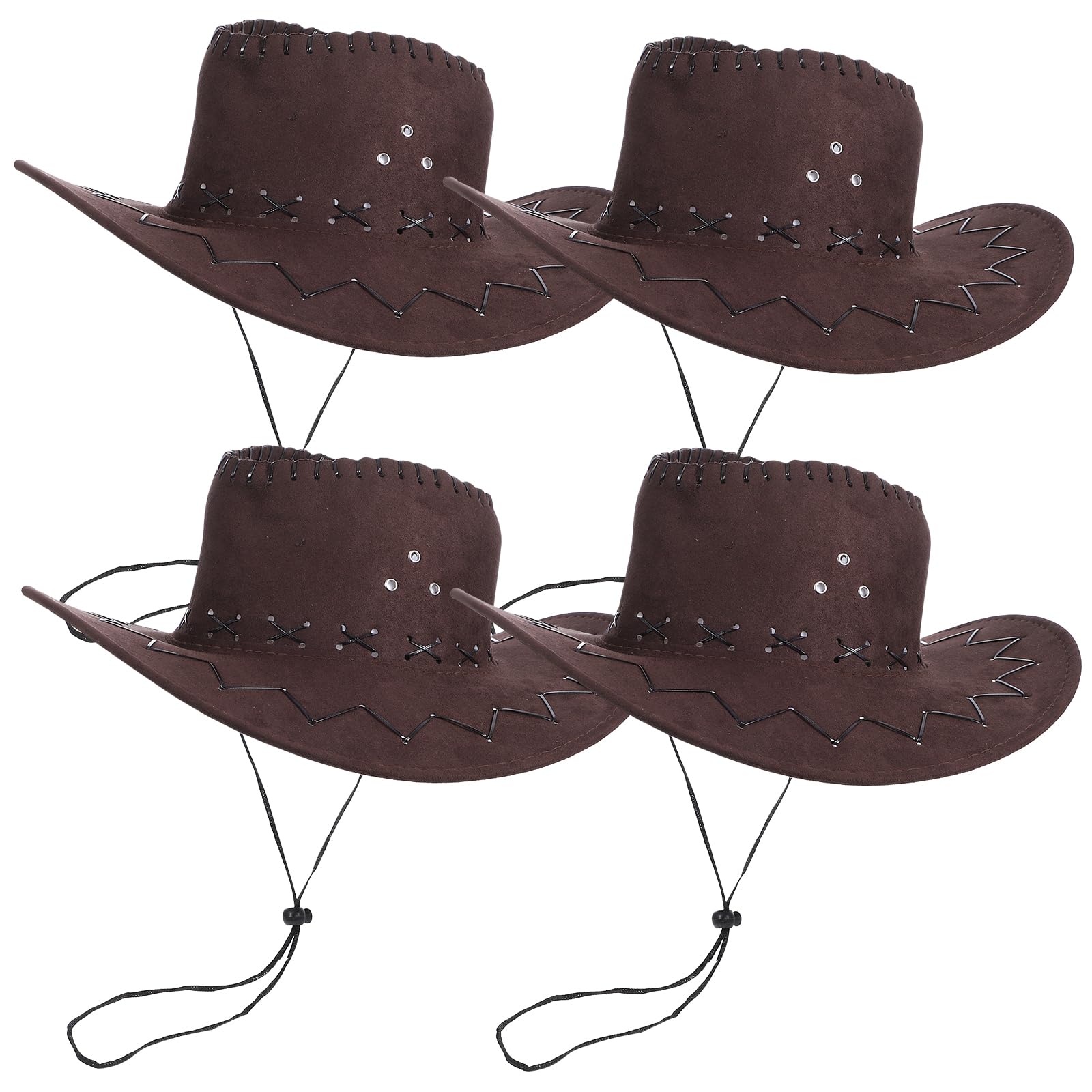 Mikinona Set 4 Cappelli da Cowboy Western per Bambini, Accessorio Costume Cowgirl, Leggeri e Riutilizzabili per Feste, Carnevale, Cosplay e Eventi a Tema Western