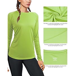 isnowood Swim Shirts for Women, UPF 50+ UV Sun Protection Long Sleeve Shirt, Lightweight Quick Dry Workout Hiking Running Rash Guard Top Lime Green