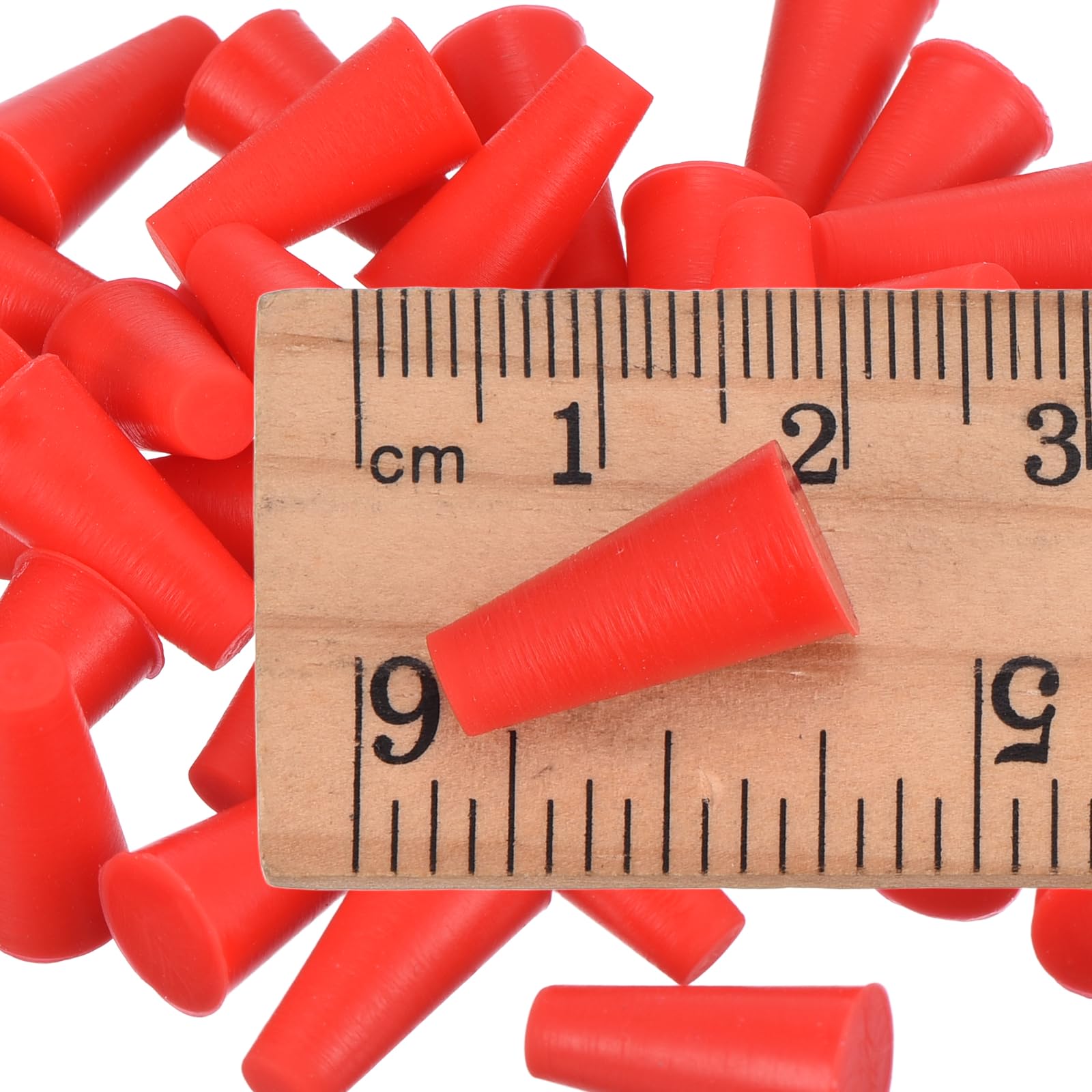 sourcing map 25Pcs Silicone Rubber Plugs, 3/16" x 11/32" (4.7mm x 8.7mm) High Temp Resistant Solid Silicone Tapered Stoppers Plugs Reusable for Powder Coating Painting Sealing Holes, Red