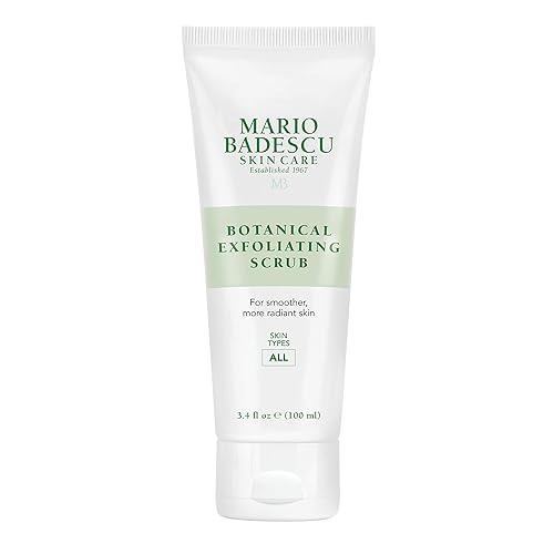 Mario Badescu Exfoliante botánico para todo tipo de piel, exfoliante facial con semillas de palma marfil y extracto de té verde, lavado facial