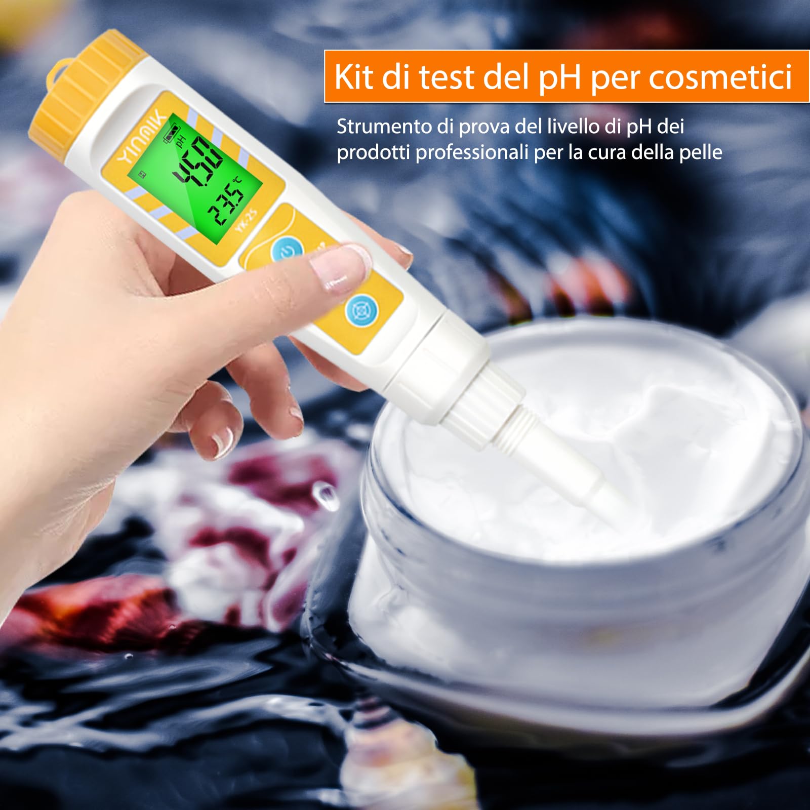 Misuratore pH per Alimenti con Sonda Sostituibile - Phmetro Lievito Madre Digitale per Carne, Impasti, Inscatolamento, Formaggio + Piaccametro per Alimenti - Yinmik Misuratore pH per Acqua e Terreni
