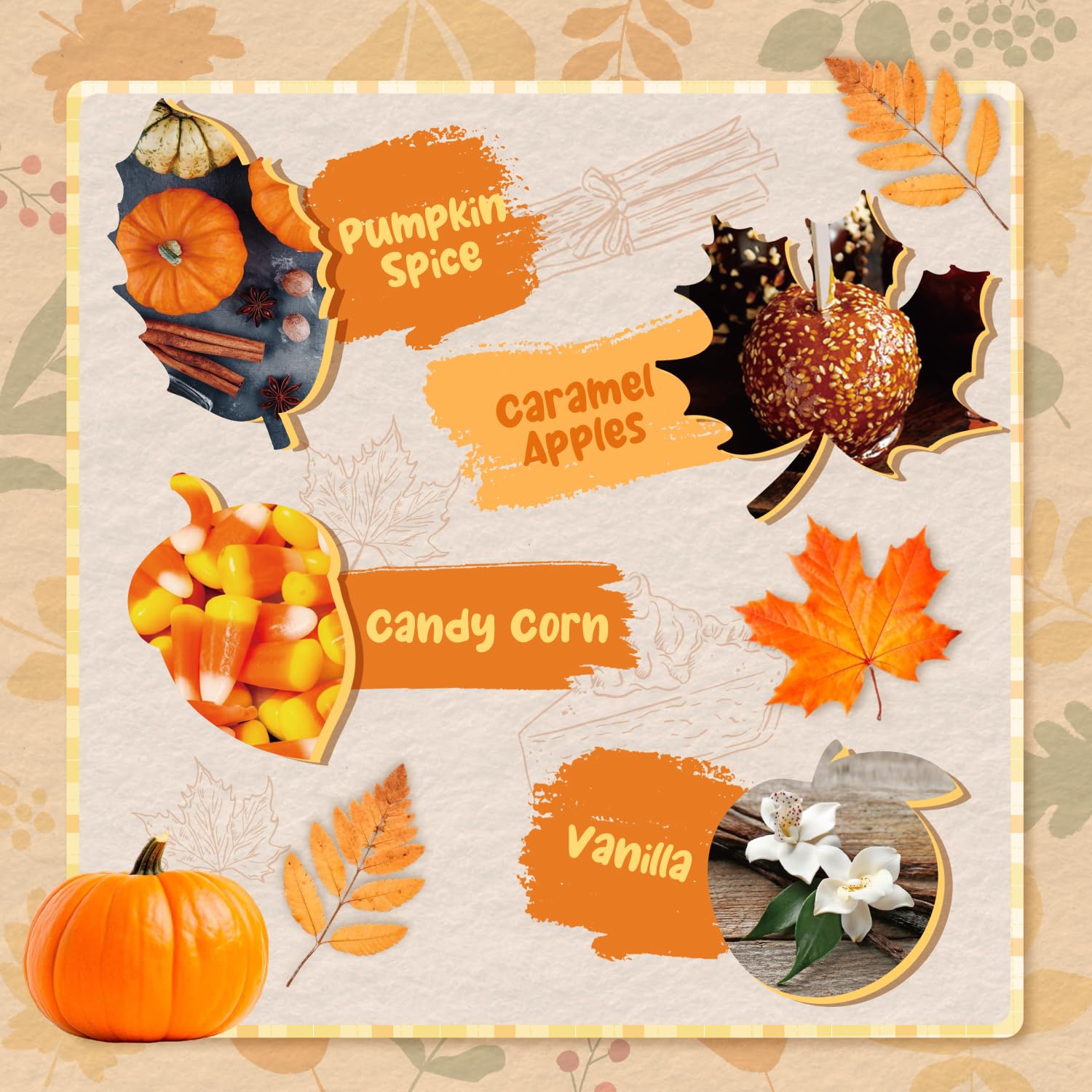 SALKING Autunnale Set di Tart Profumate Cera per Lampada Profumata, 100% Cera di Soia Naturale, Candela Profumata per Ambienti, set Regalo di Profumi di Zucca e Cannella per Halloween, Natale, 8 pz.