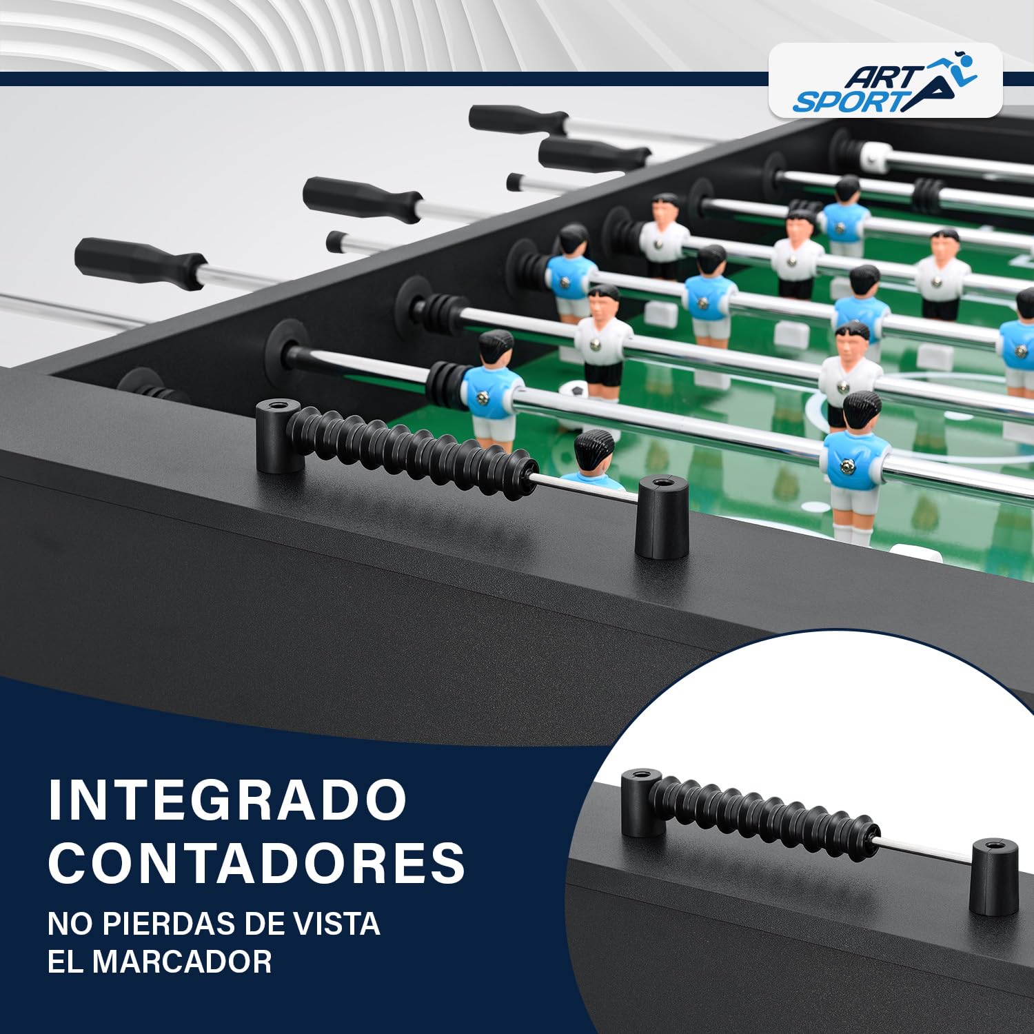 ArtSport Futbolín Wuzzler – Mesa de futbolín, incluye 2 bolas con soporte para bebidas, futbolín, futbolín, futbolín, caja