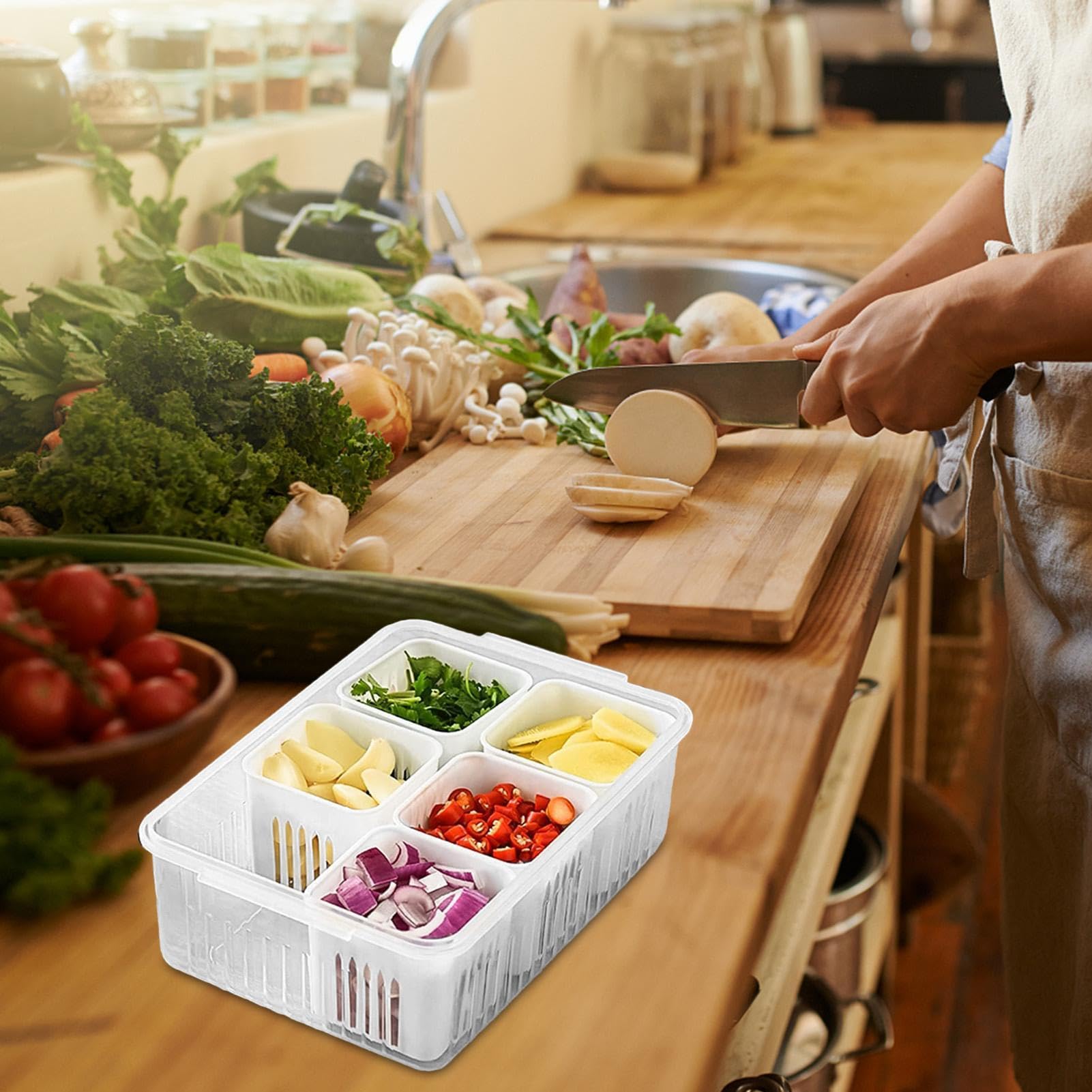 Amazon.co.jp: 冷蔵庫用食品保存容器 - 6イン1 冷蔵庫 鮮度を保つ食品