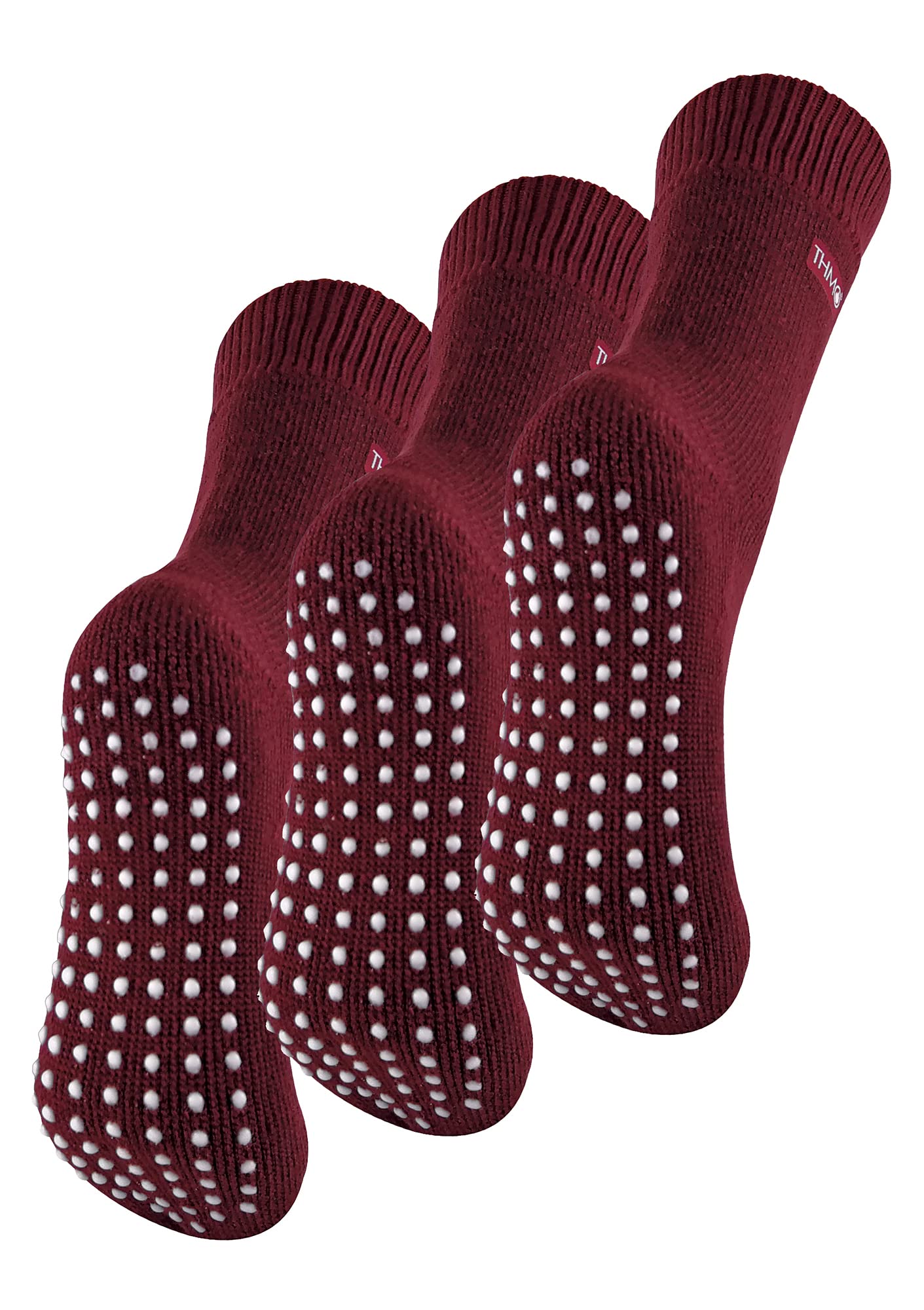 Thmo Unisex Deep Fuchsia 3 Pairs Ladies Fleece Lined Slipper Socks