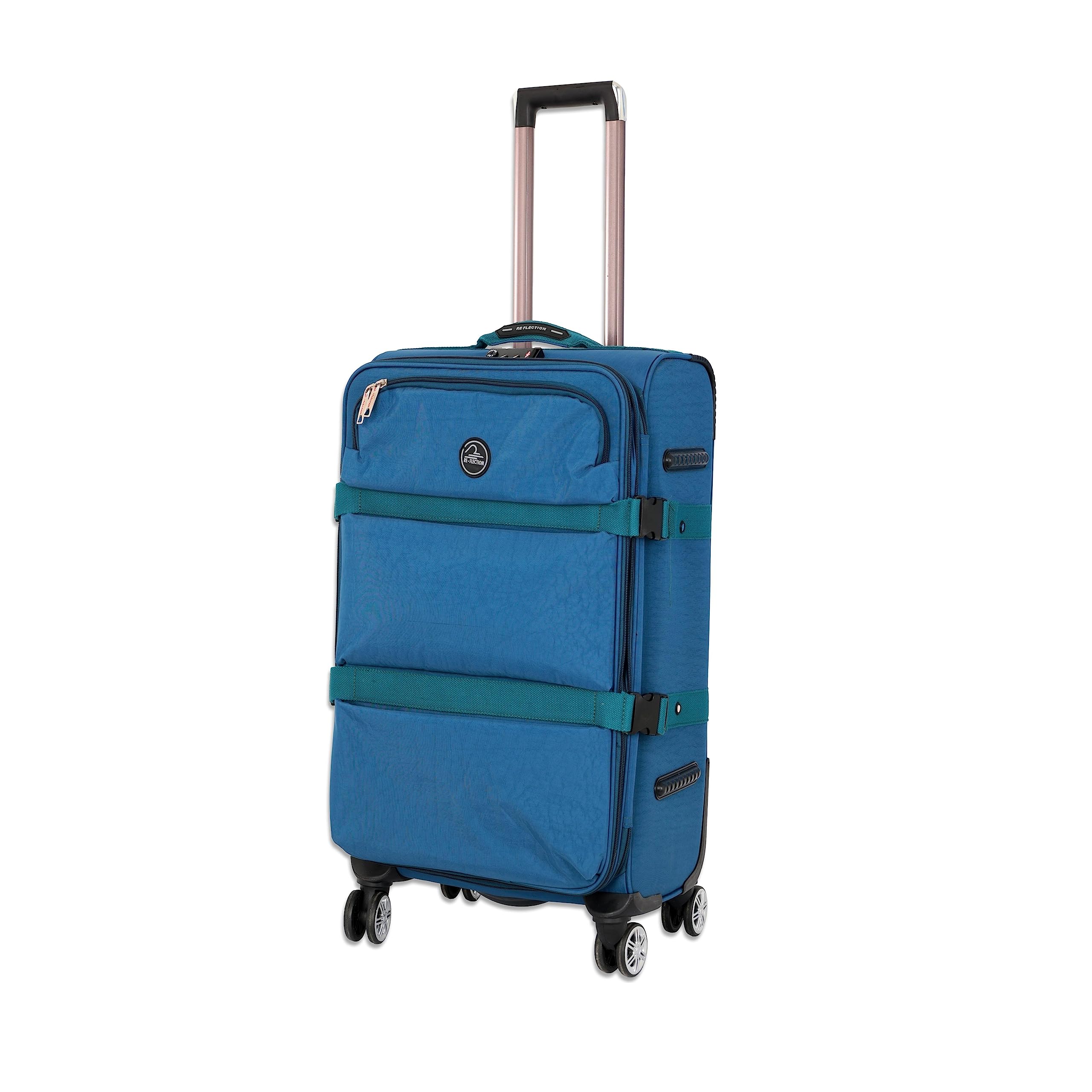 RE-­FLECTION Created by NatureRe-flection Crinkle Carry-on Suitcase, Lightweight Vertical Series Travel Soft Luggage Trolley, 4 Spinner Wheels