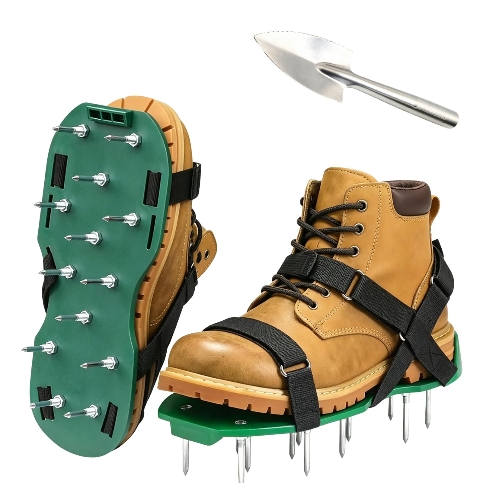 Fihatokus Grass Aerator Shoes, Lawn Spike Sandals for Yard Aeration, Durable Steel Spikes Step-On Tool, Easy Walk-to-Aerate Design, Anti-Slip Gardening Shoes for Lawn Care, One Size Fits Most