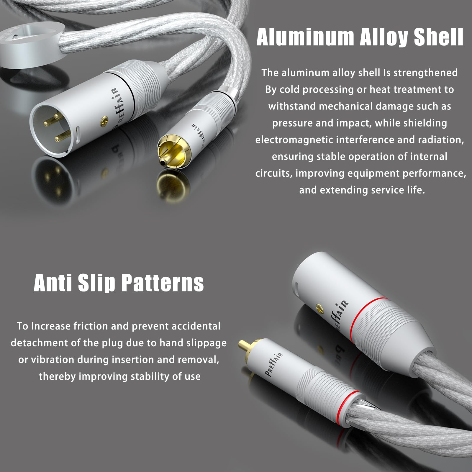 Preffair 1 par/2 cables XLR macho a RCA macho chapados en plata con enchufe chapado en oro, cable de conexión estéreo HiFi para decorador, mezclador, tocadiscos, AMP, DAC (X463-XR1821M-R1789, 1,5 m)