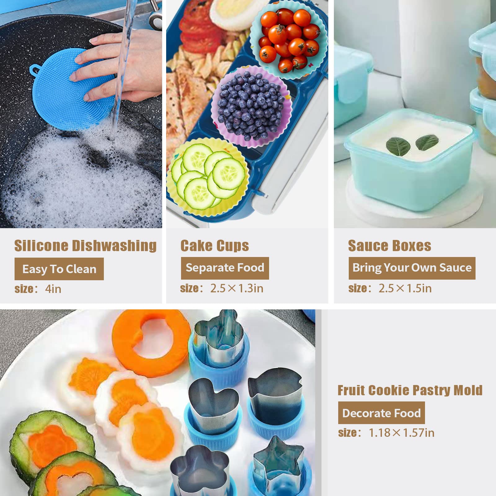 DearHomie Bento Box Kit,1300ML Leakproof Containers with Accessories,Bento Lunch Box for Kids and Adults