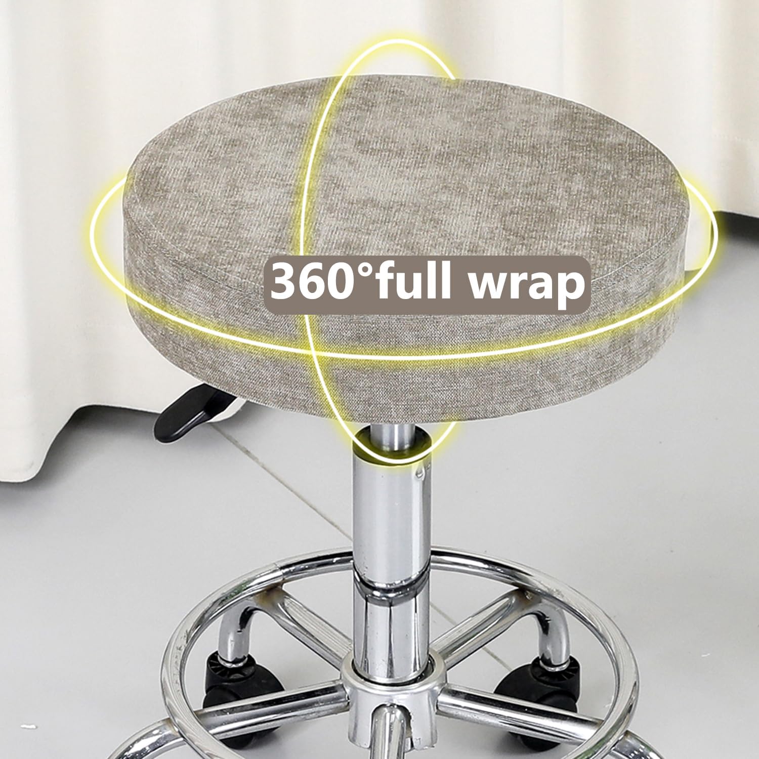 Brownb,D40cm*2pcs, Stool Cover Round Bar Stool Seat Cover 1/2Pcs Round Stool Cover Stool Slipcover with Elastic Band Full Wrap Stool Cushions Round for Bar Kitchen Dining Room Washable