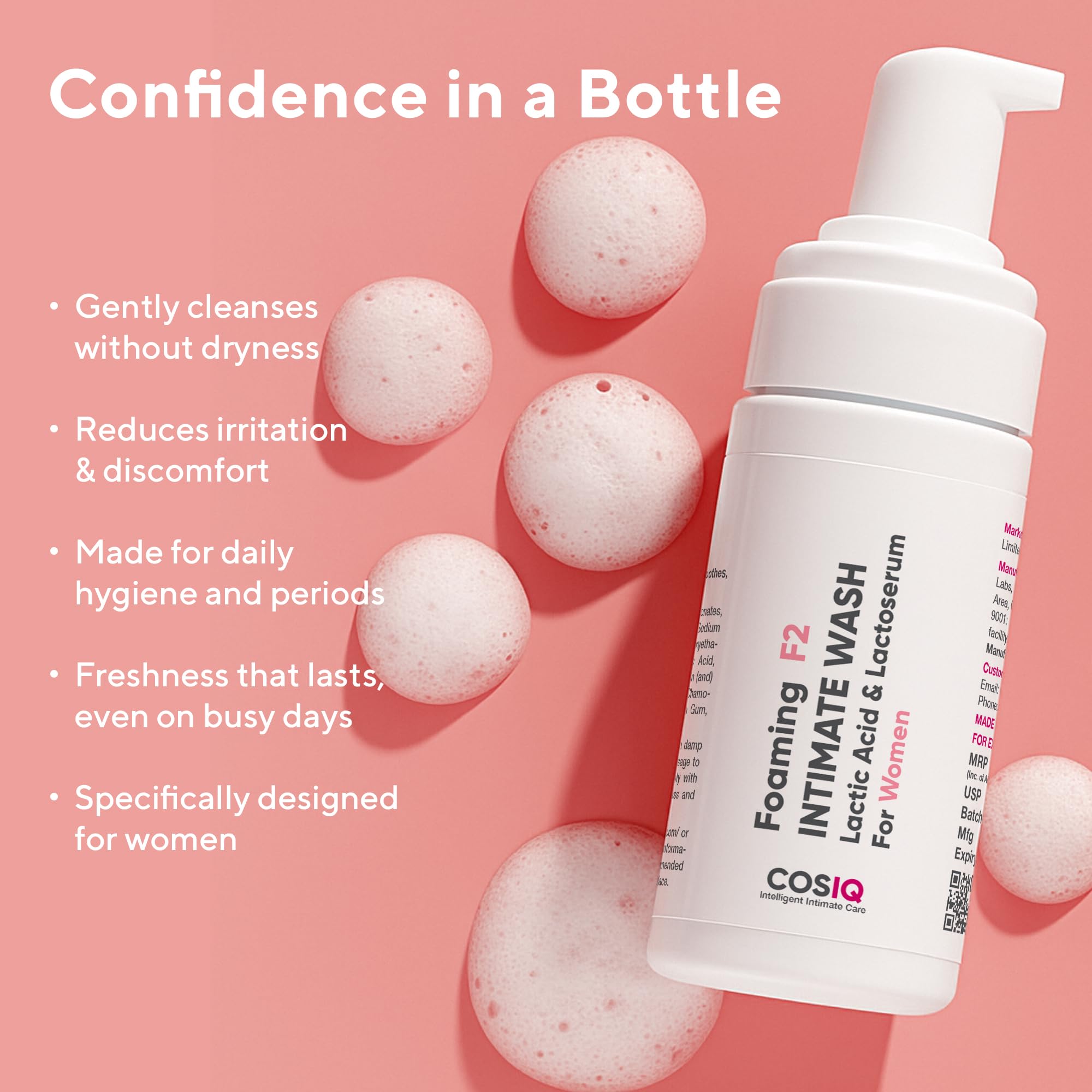 Cos-IQ Brightening Intimate Wash for Women, 100ml | Hygiene Wash with Lactic Acid & Lactoserum | Vaginal Wash, Prevents Itching, Irritation & Dryness, Suitable for All Skin Types