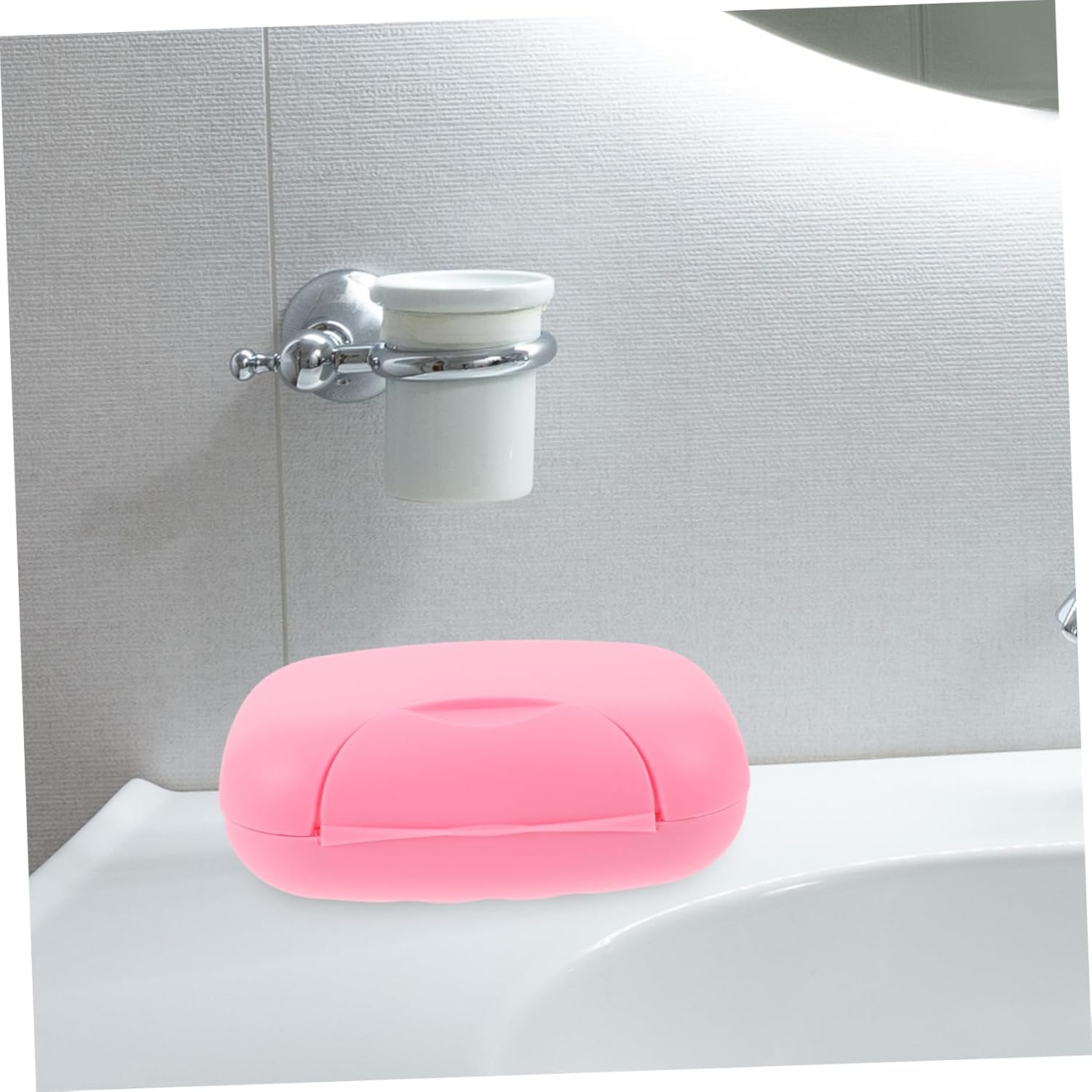 iplusmile Portable Leakproof Soap Case with Lock Large Pink Soap Holder Container Lightweight Sealed Toiletry Box for Travel Camping Hiking and Home Use PP Plastic