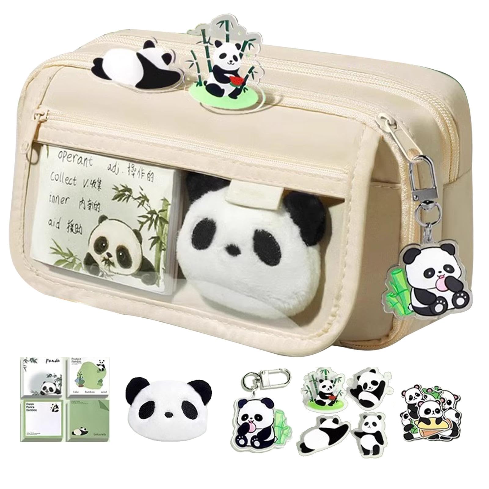 Lokaquk Estuche para lápices de panda, bonito estuche de panda de gran capacidad, estuche para lápices de animales, estuche de papelería de panda, estuche para lápices con cremallera, estuche de panda