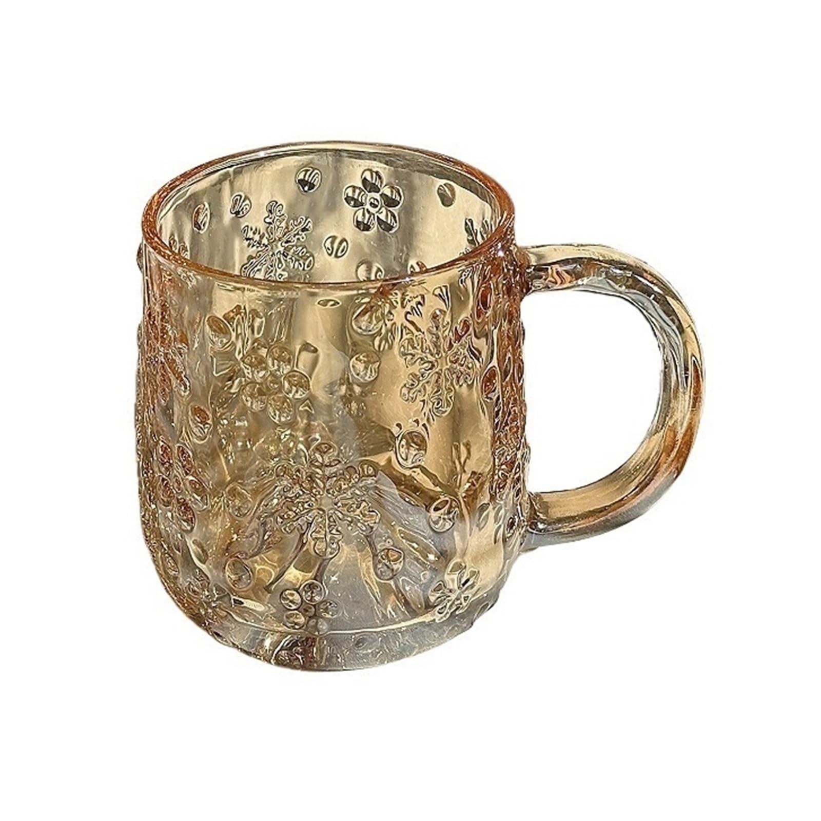 Taza de cristal con asa para desayunos acogedores con relieve