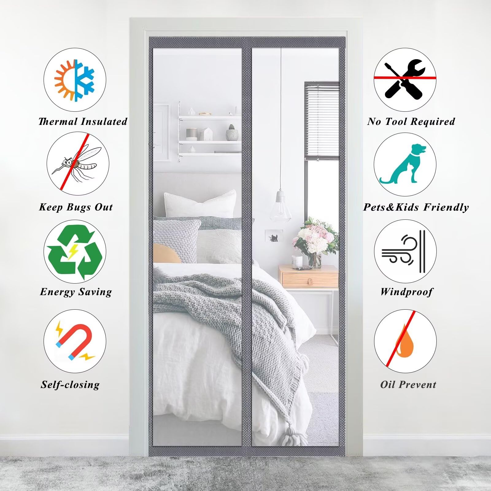 Transparent Magnet Wärmeschutzvorhang Tür 130x220cm,Thermo Türvorhang,Isolier Schutz Vorhang,Selbstschließend,Haustierfreundlich,Wasserdicht, Winddicht,Stromsparen