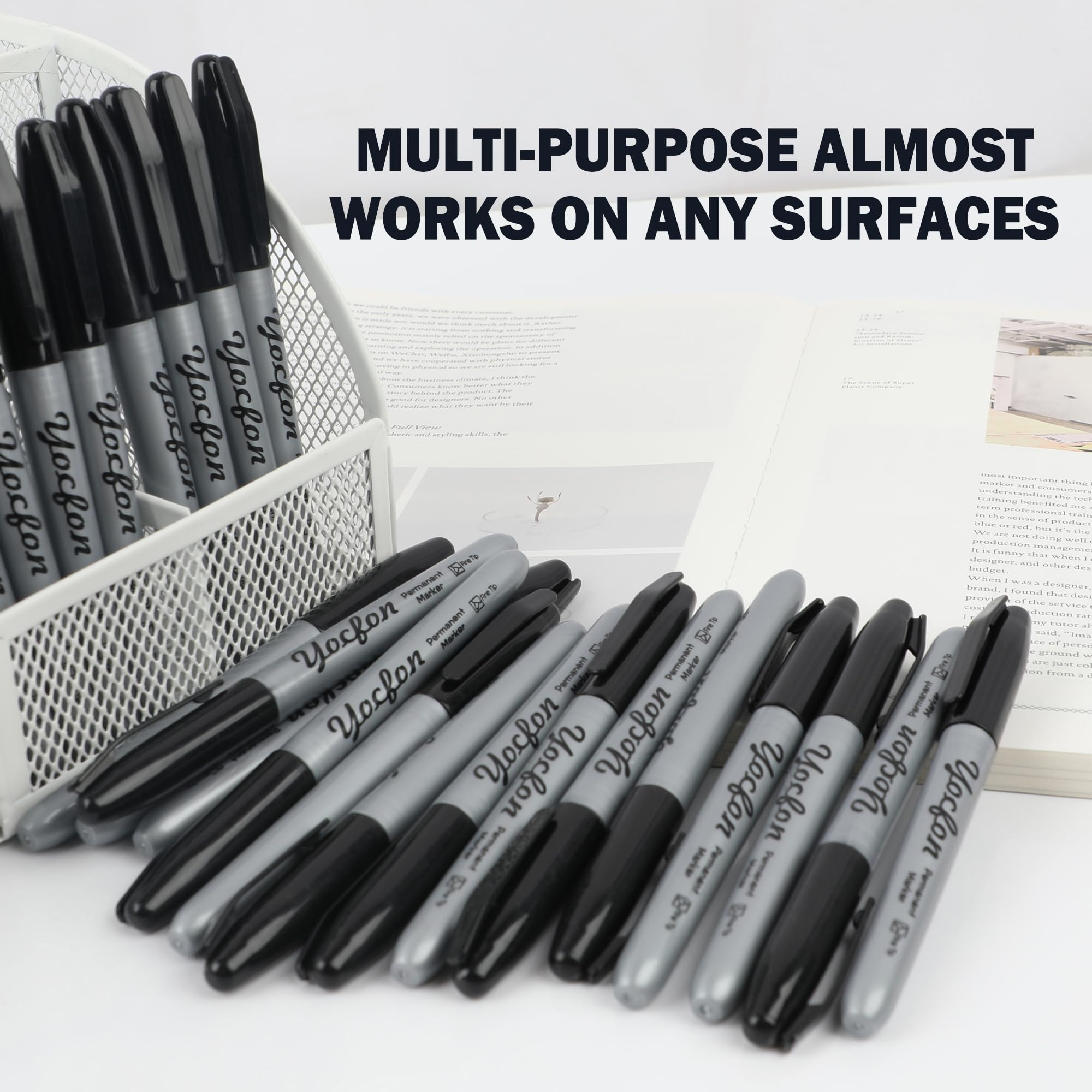 Permanent Markers Bulk 144 Count Black Permanent Markers Set Fine Tip Waterproof Markers Works On Plastic Wood Stone — view 6