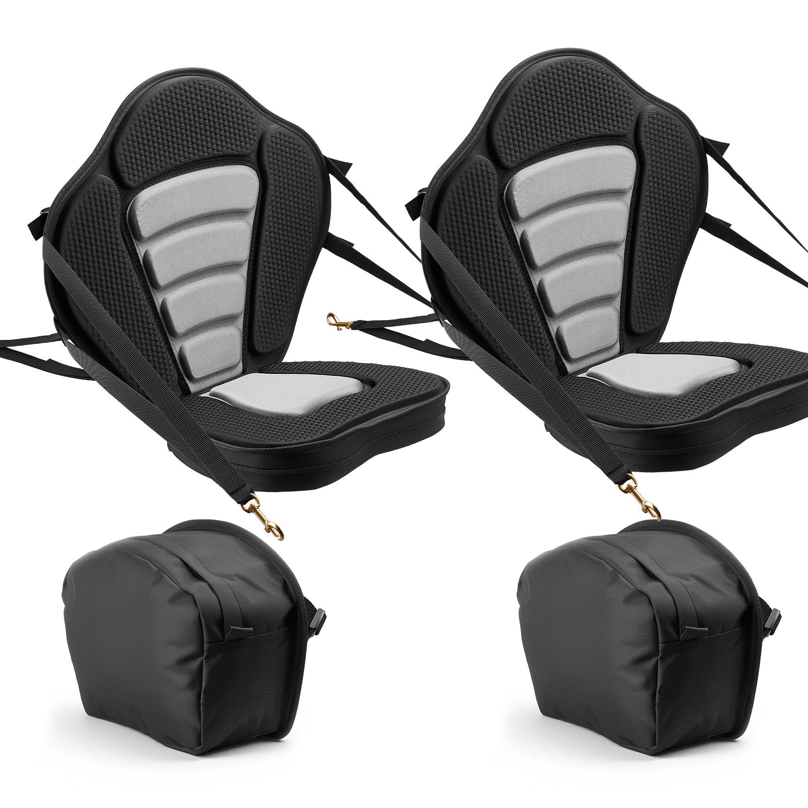 VEVOR 2 x Kajaksitz 53 mm Dicke, Gepolsterter Sitz für Stand-Up-Paddle-Board, Bootssitz mit Rückenlehne & Aufbewahrungstasche & Verstellbaren Gurten für SUP Kanu Angelboot Aufblasbares Kajak