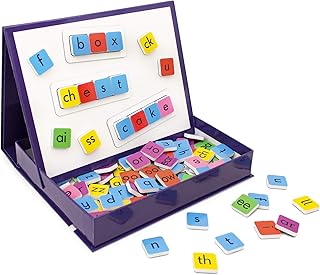 Junior Learning Rainbow Phonics Tiles with Built-in Magnetic Board Multi