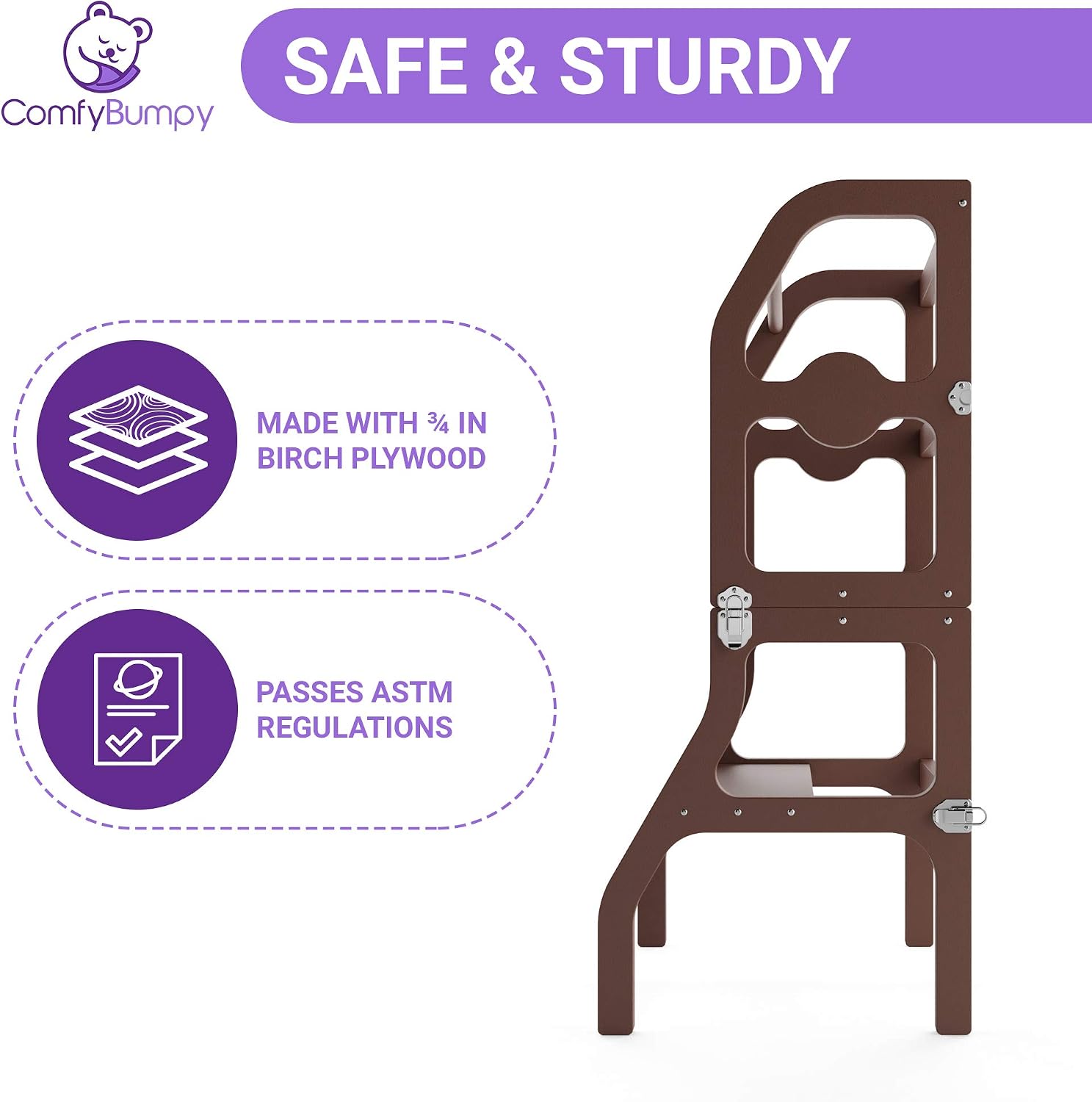 Lіmіtеd Stосk Kitchen Step Stool & Desk for Toddlers - Easy Folding Design Turns Helper Tower for Kitchen Counter Into Table & Chair Set for Little Kids - Learning Montessori by ComfyBumpy (Brown) Suреr Dеаl Prоduсt Kitchen Step Stool & Desk for Toddlers - Easy Folding Design Turns Helper Tower for Kitchen Counter Into Table & Chair Set for Little Kids - Learning Montessori by ComfyBumpy (Brown)