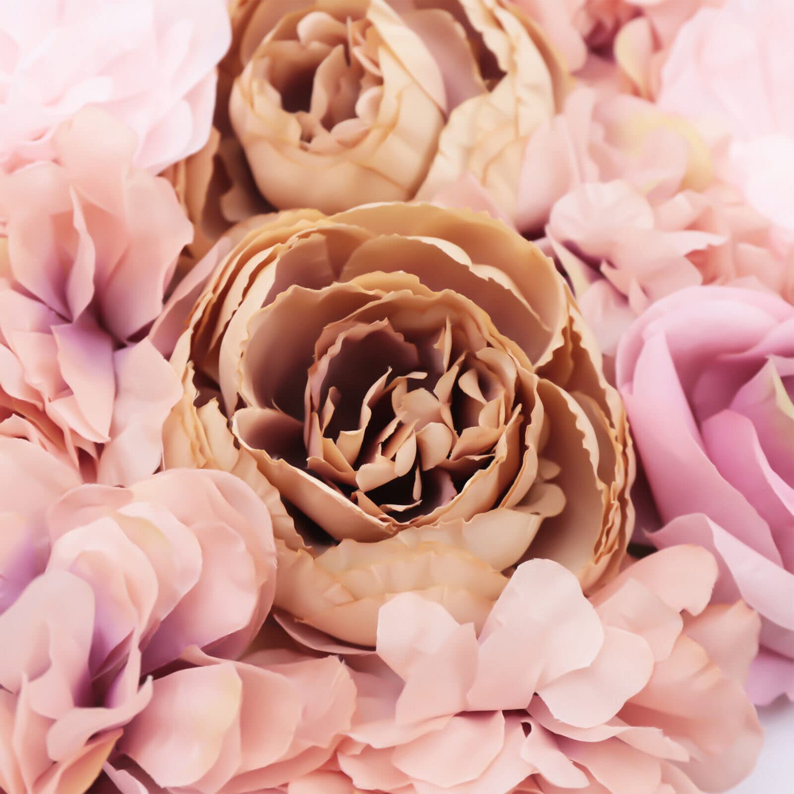6 Stück Künstliche Blumenwand Rosenwand Panel DIY Hochzeit Hintergrund Künstliche Seidenstoff Herbstrosa Dekor Blumenwandpaneele für Hochzeit Party Tisch, 60x40 cm