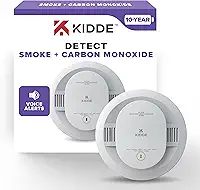 Kidde Detector de fumaça e monóxido de carbono, alimentado por bateria de 10 anos, alertas de voz, indicadores de luz de aviso LED